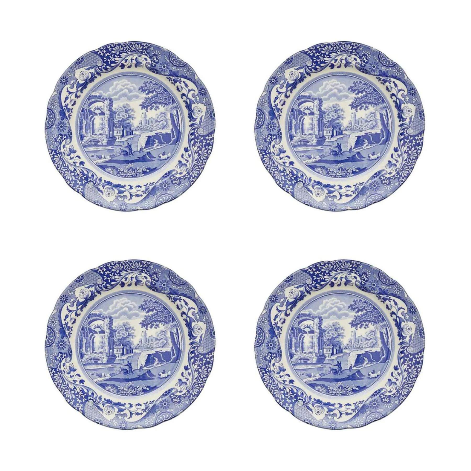 Spode Kagetallerkener Blue Italian Blue Italien Sidetallerken - 4 stk. i Blå/hvid, 1