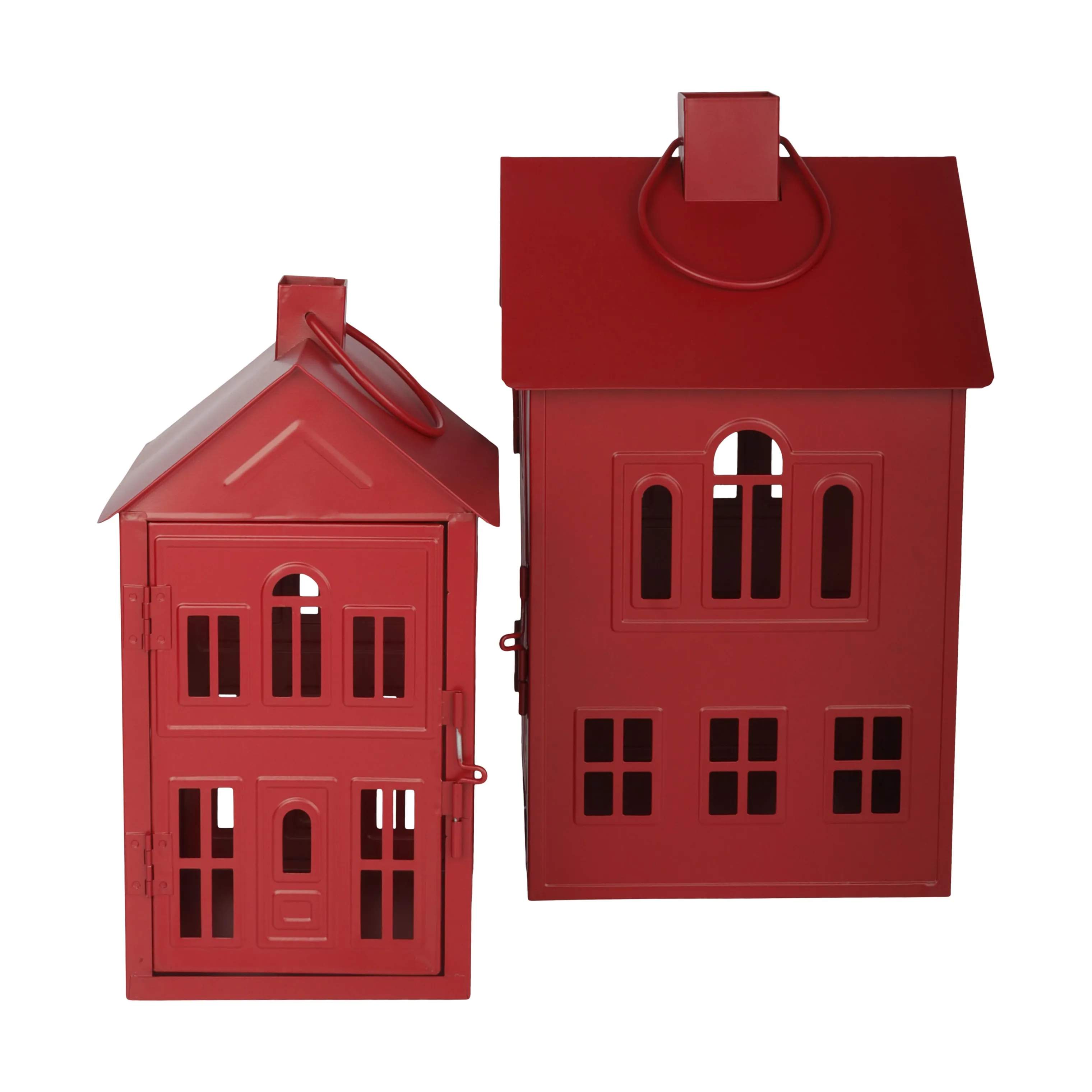 Casa Christmas Bloklysestage Lanterne i Rød, 33,8 cm, 3