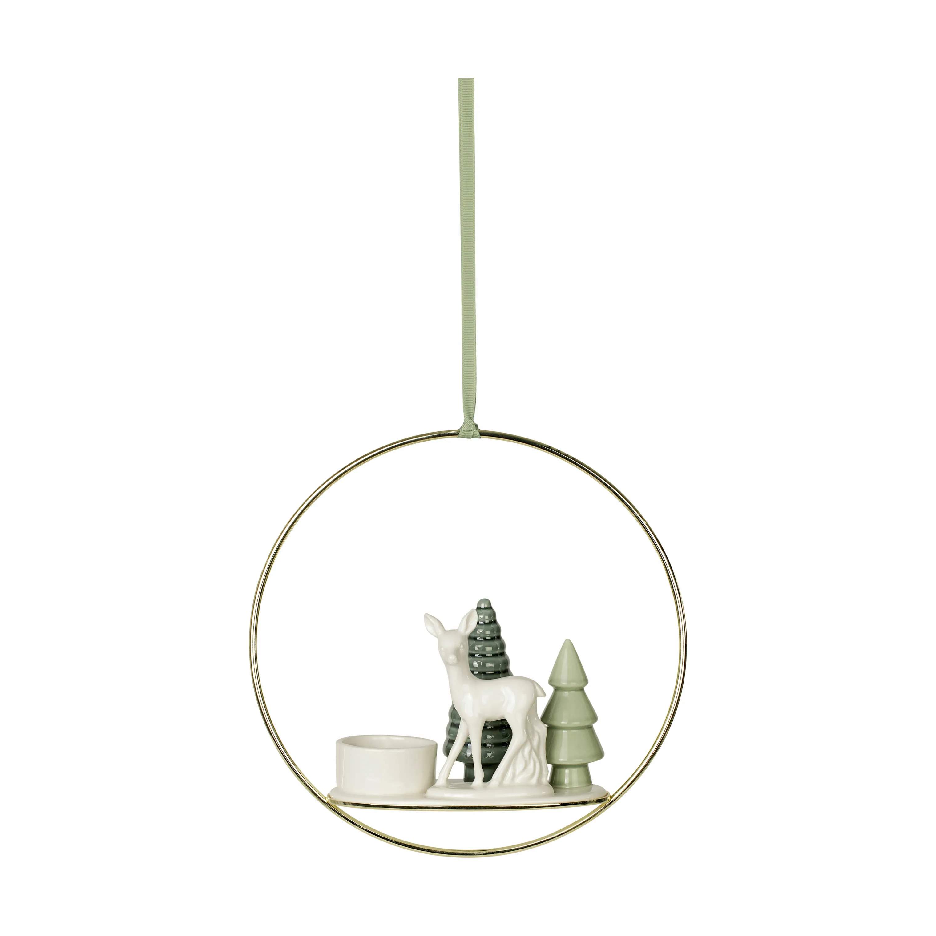 Dottir Fyrfadsstage Winter Stories Bambi Hængende Fyrfadsstage i Grøn/hvid, 1