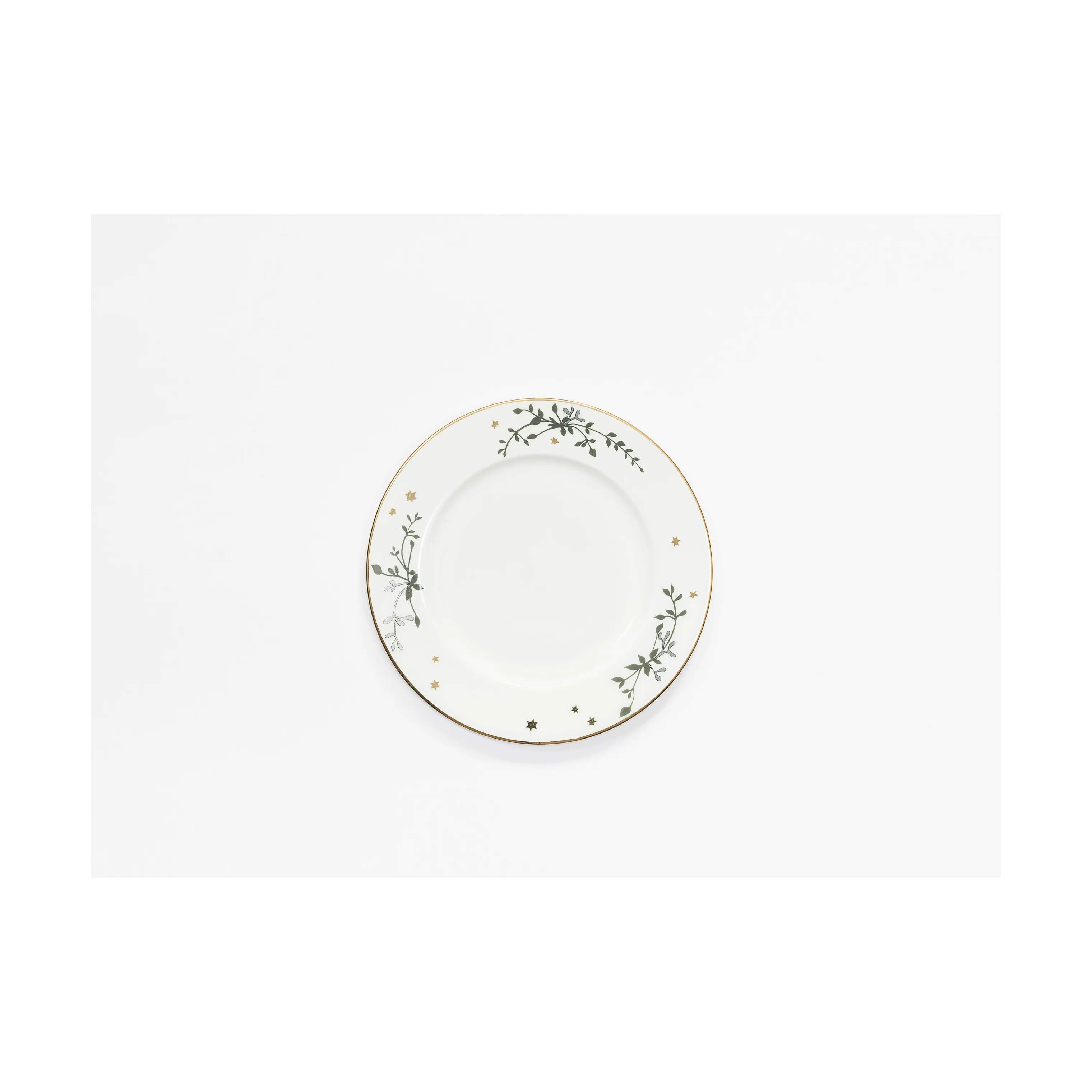 Jette Frölich Design Kagetallerkener Vinterstjerner Desserttallerken i Grøn/guld, 1
