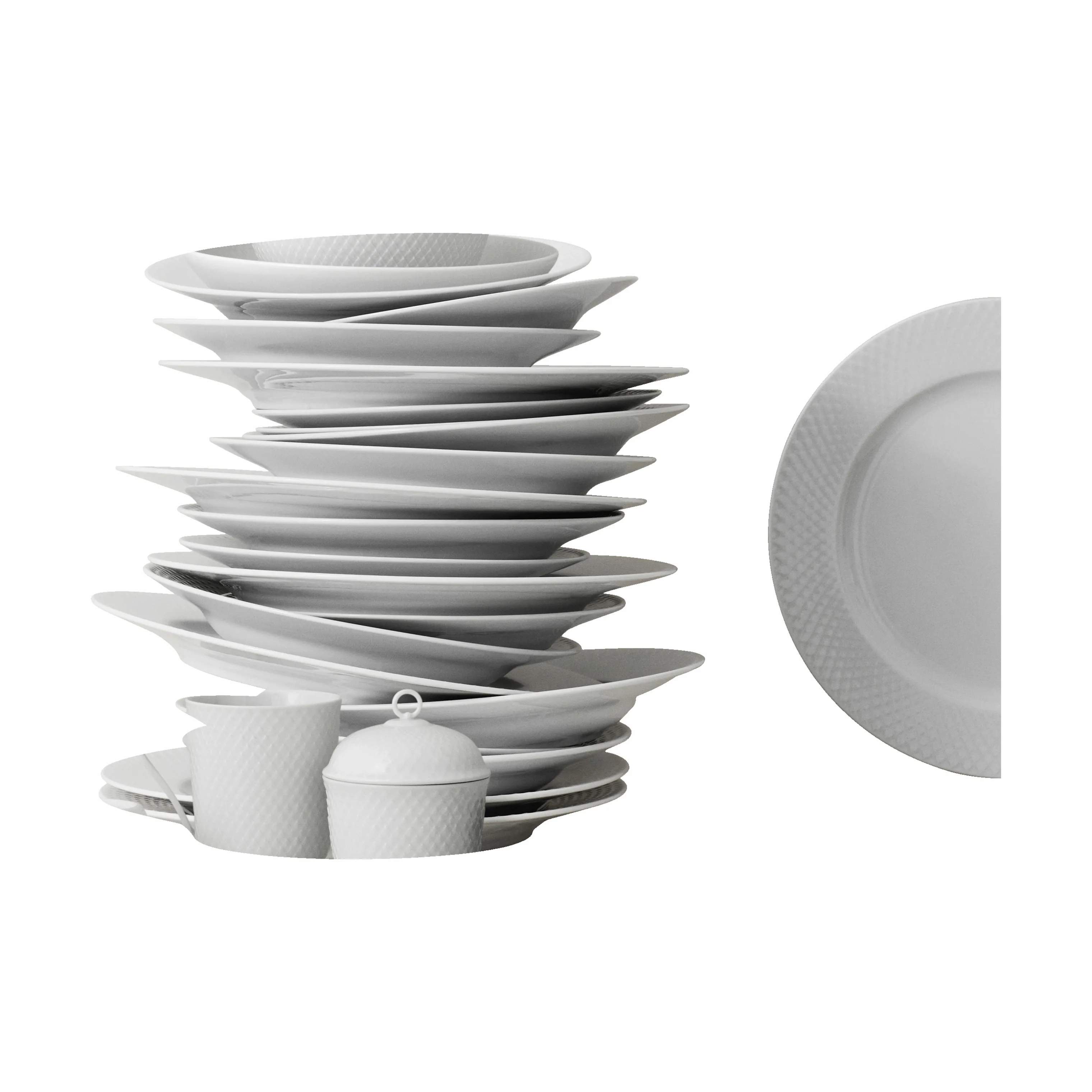 Lyngby Porcelæn Serveringsskåle Rhombe Skål i Hvid, 11 cm, 2