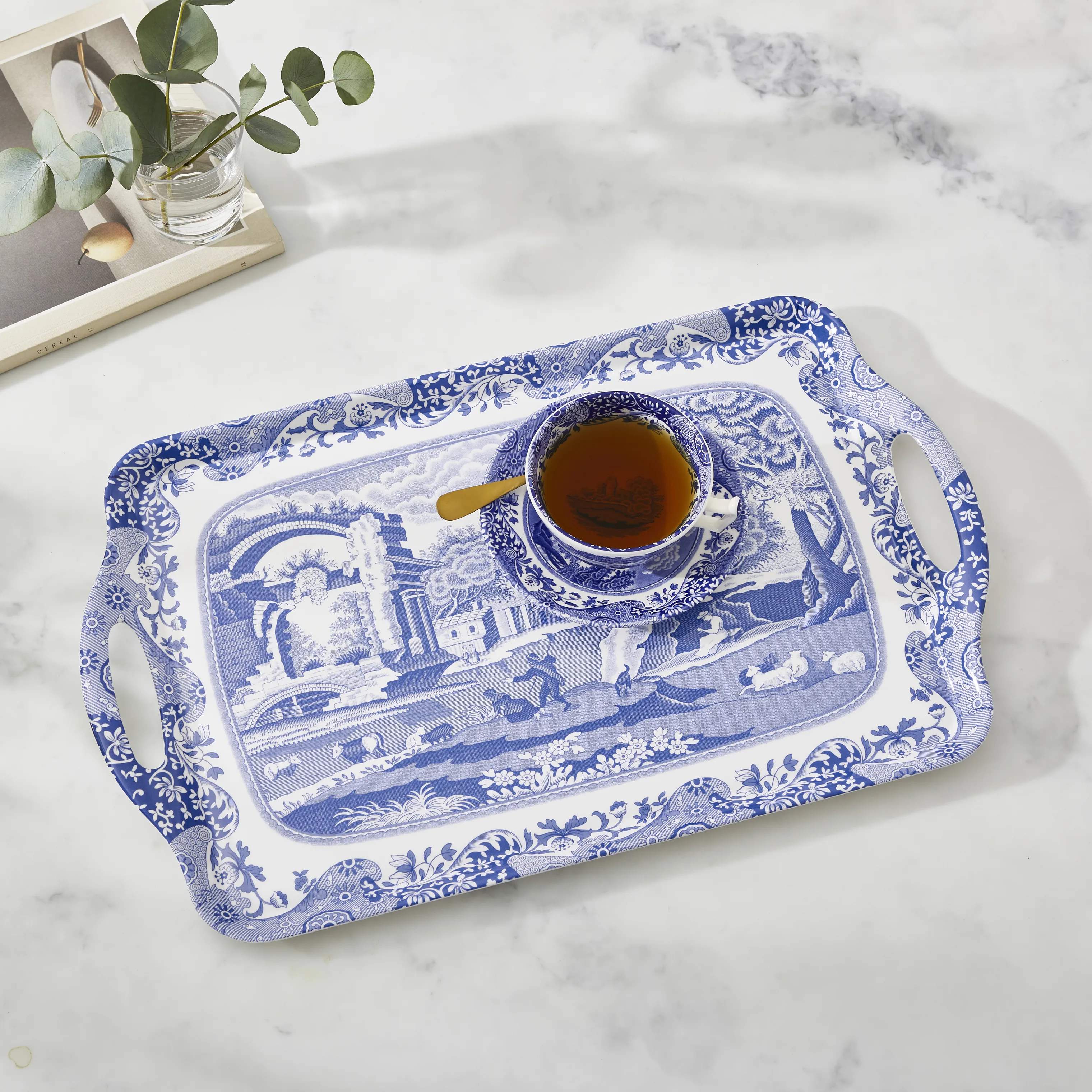 Pimpernel Bakker Blue Italian Serveringsbakke i Blå/Hvid, 3