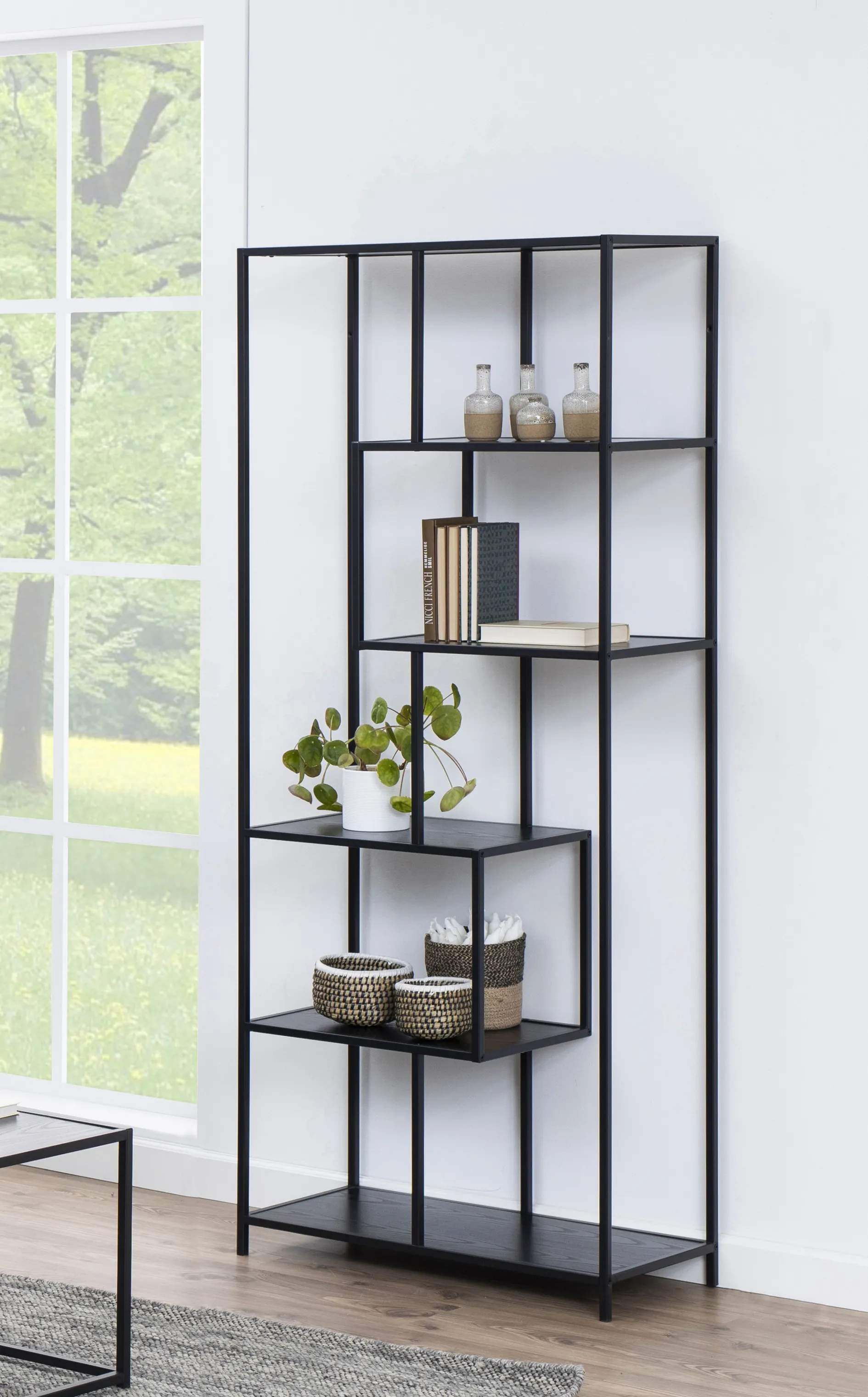 CASA Living Reoler og tilbehør Seaford Reol i Sort, 185 cm, 3