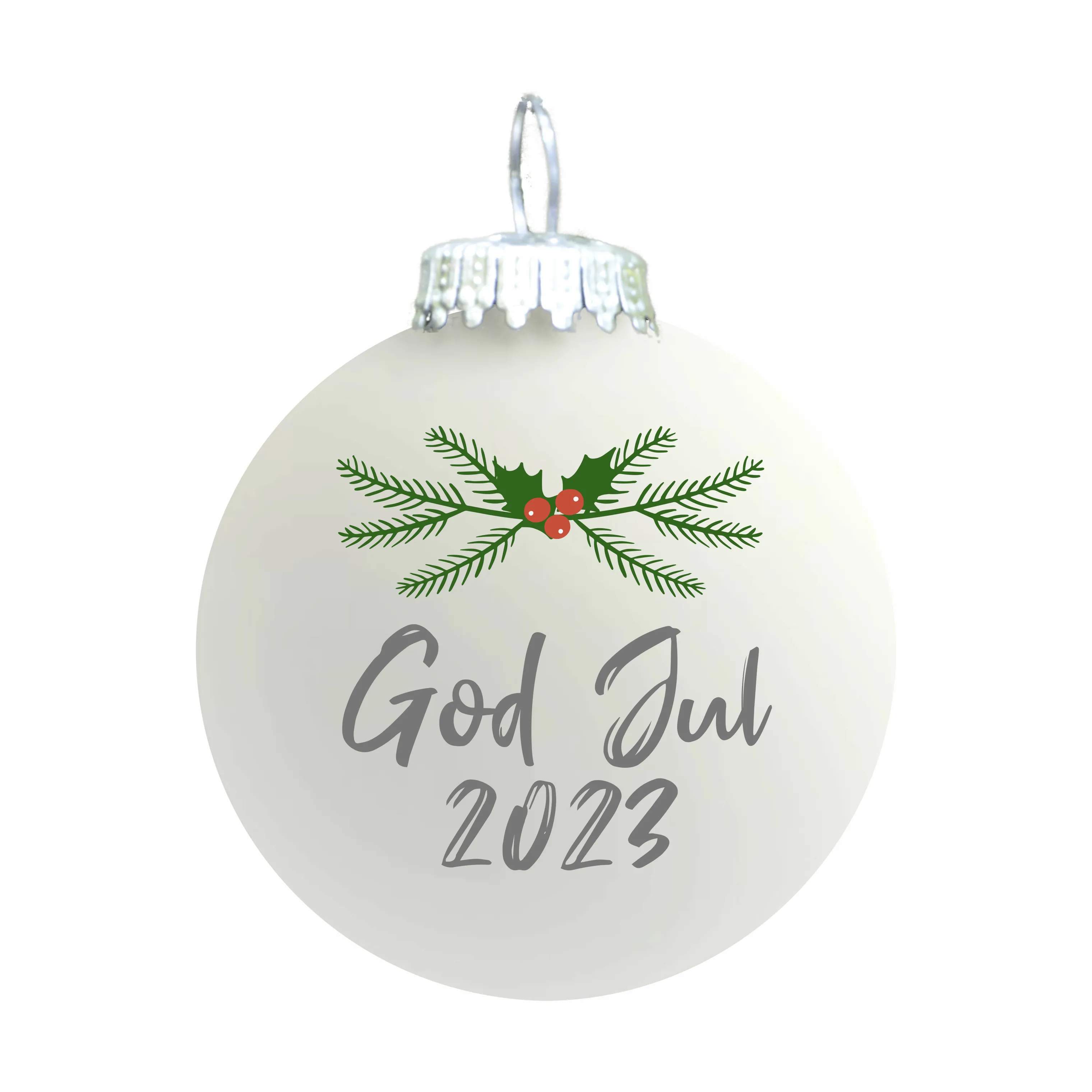 Julekugle - God jul 2023, hvid, large