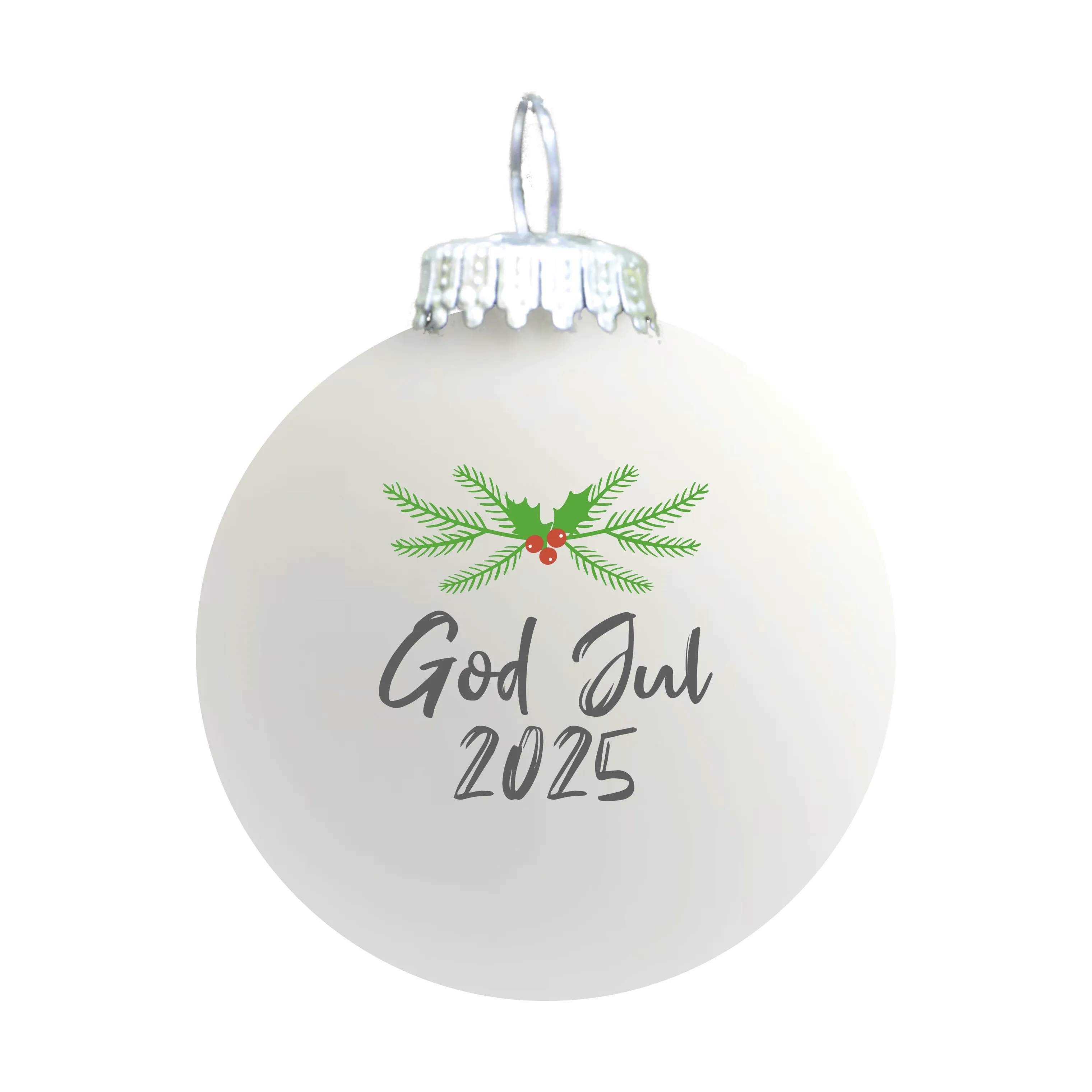 Julekugle - God Jul 2025, hvid, large