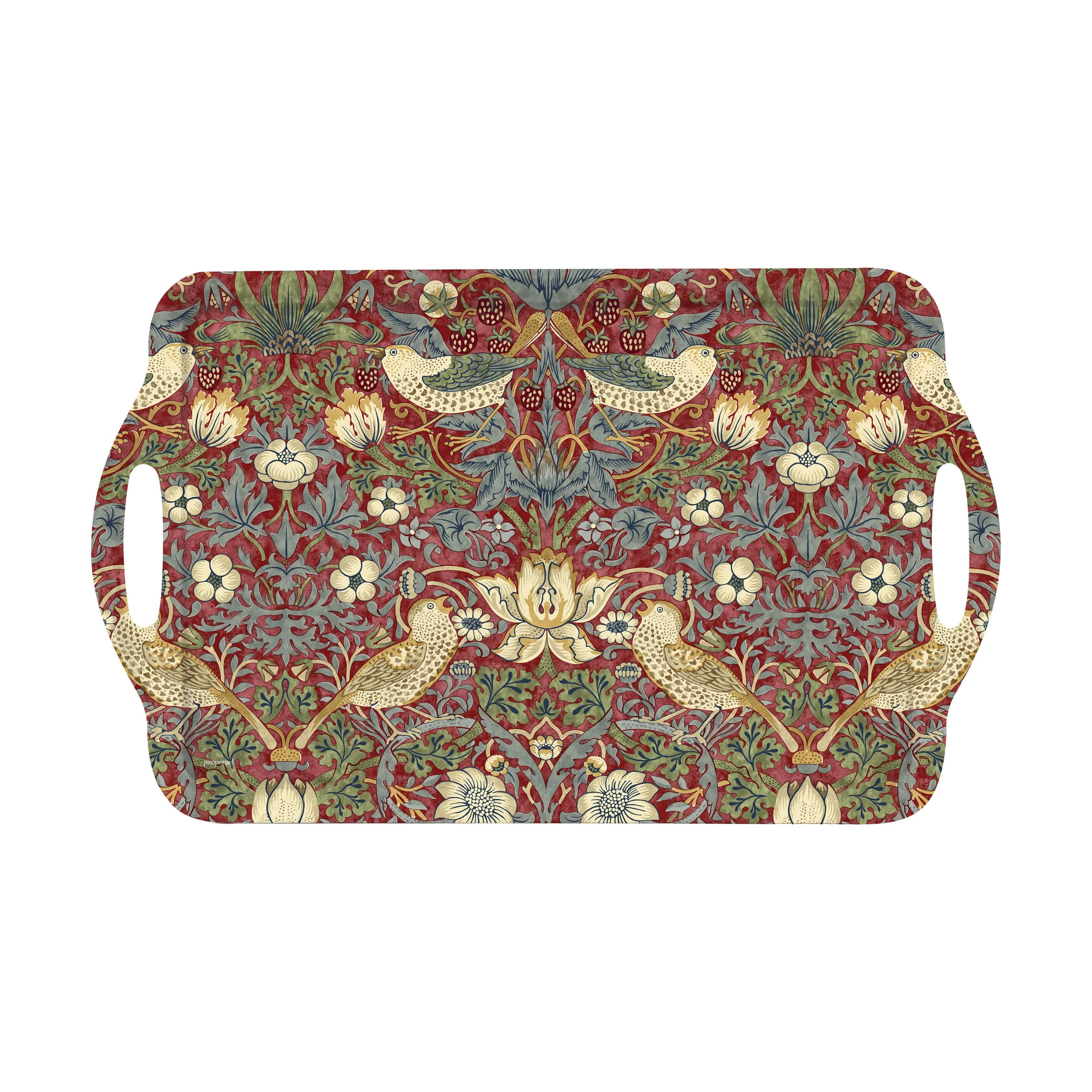 Spode Bakker Morris & Co Strawberry Thief Serveringsbakke i Rød, 1