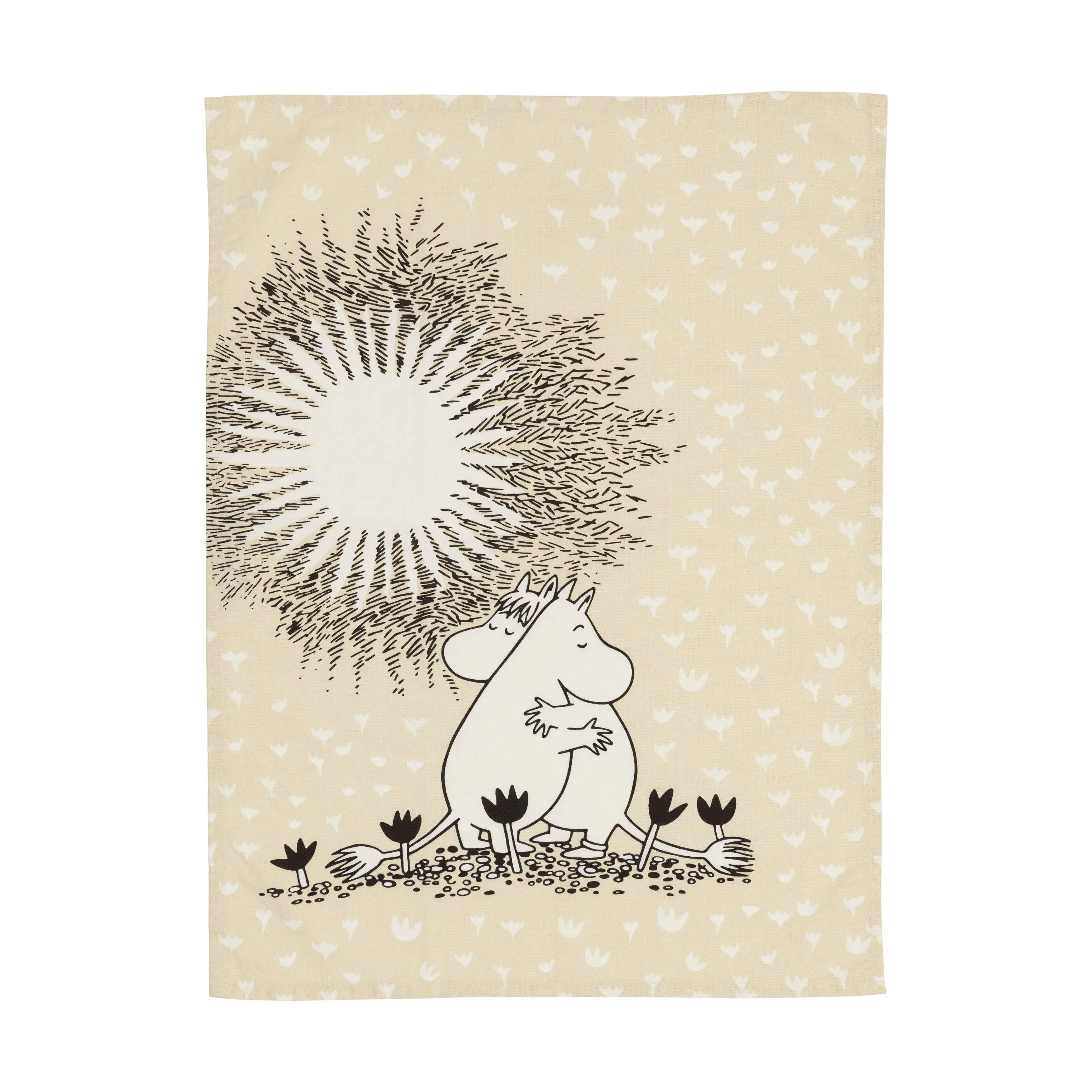 Moomin Arabia Viskestykker Kærlighed beige Love Beige Viskestykke - Snorkfrøken og Mumitrold i /Beige, 1