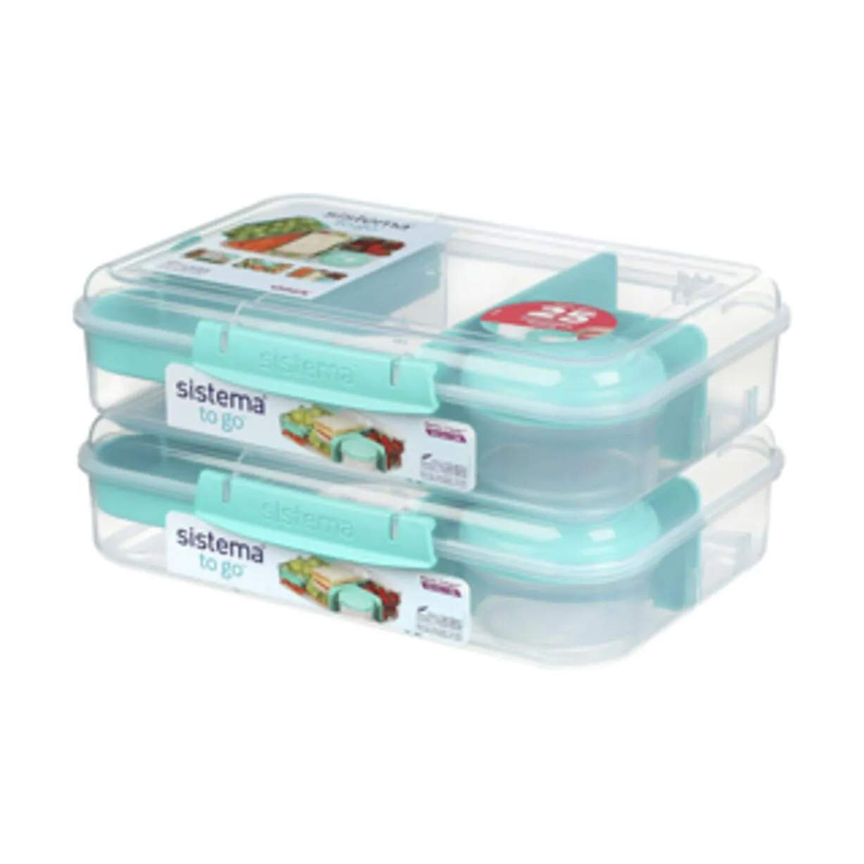 Sistema Opbevaringsbokse Lunch Madkasse - 2 dele i Klar/mint, 1