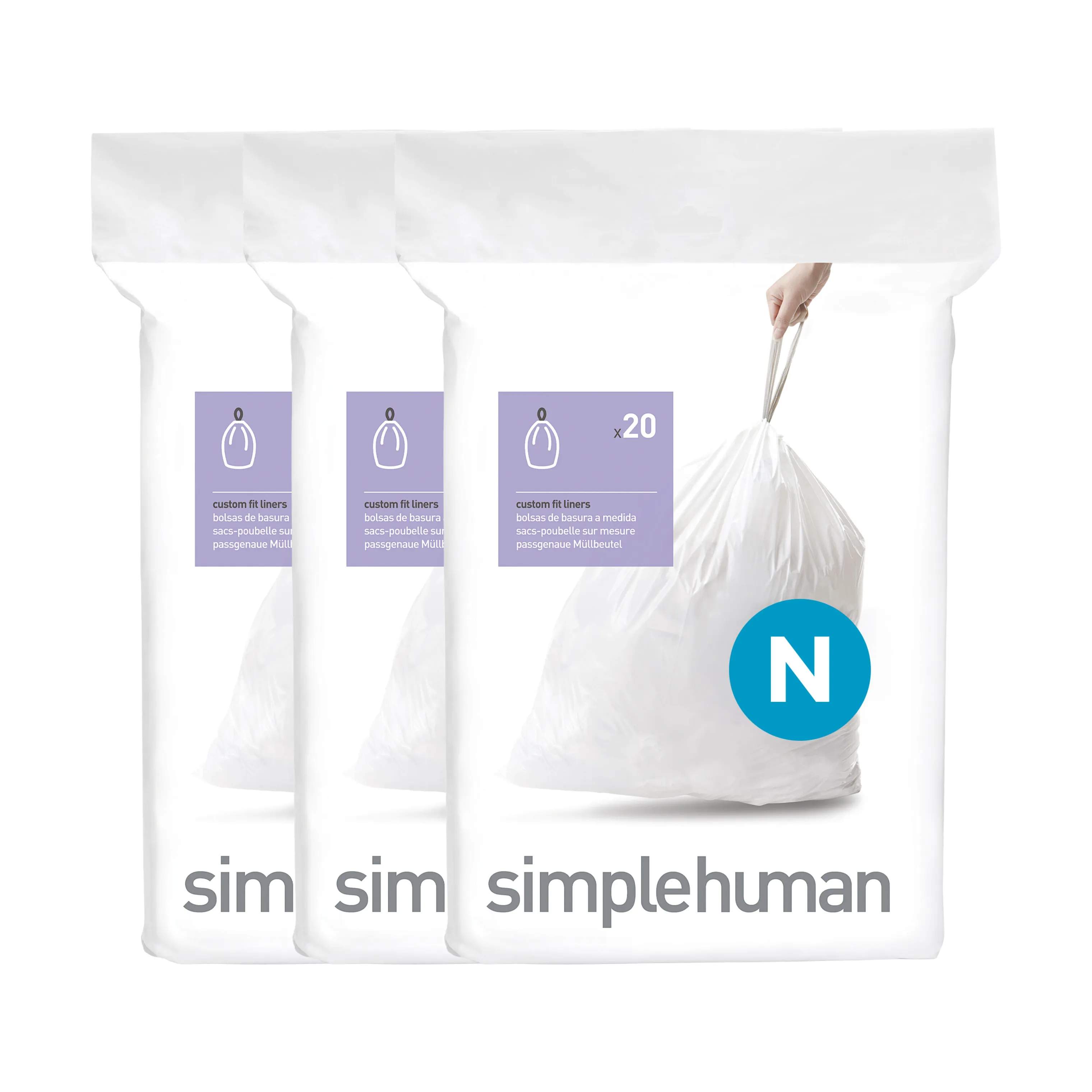Simplehuman Affaldsposer Affaldsposer kode N - 60 stk. i N - 45-50 liter, 3