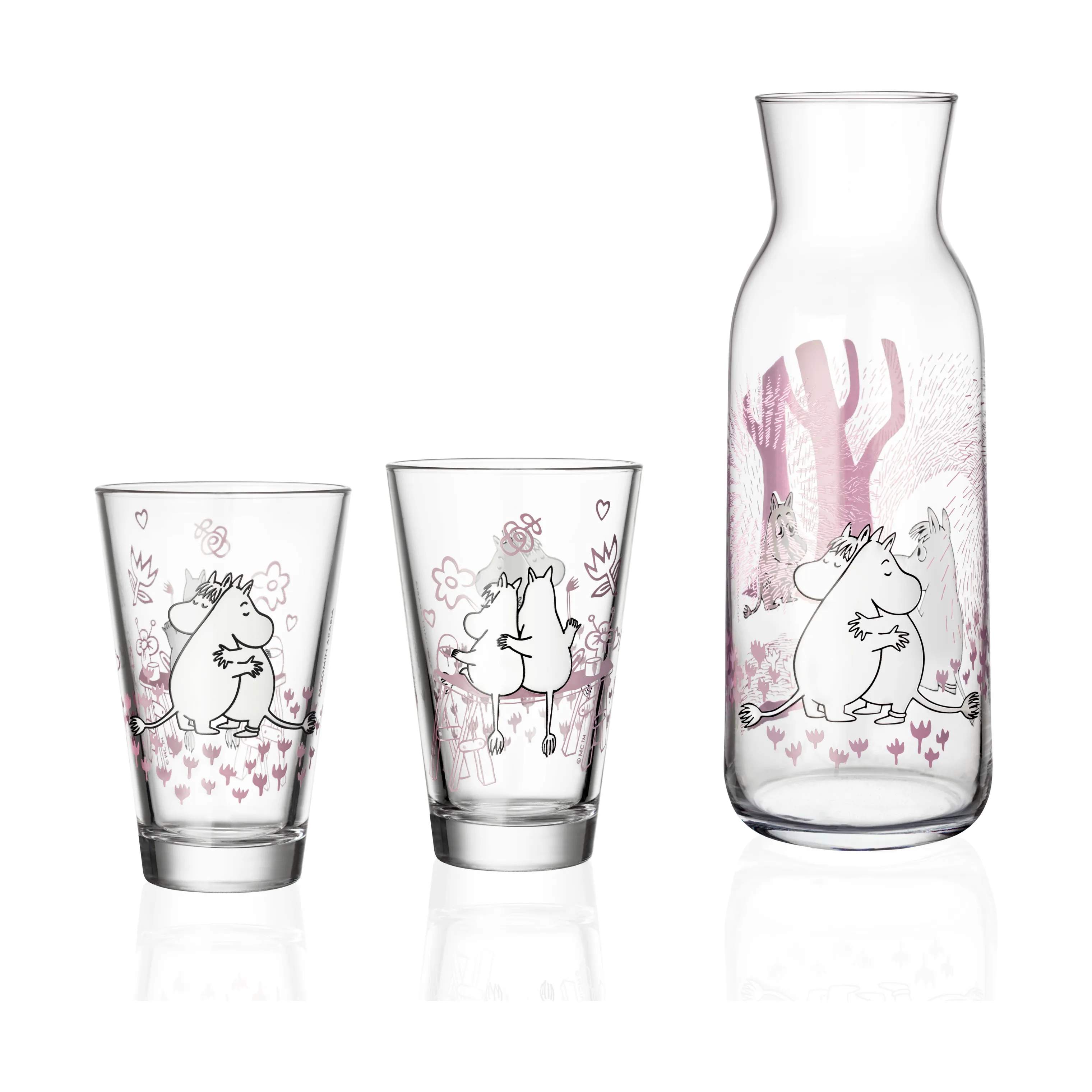 Moomin Arabia Vandkarafler Moomin Iittala Karaffelsæt - Kærlighed i Lyserød, 1