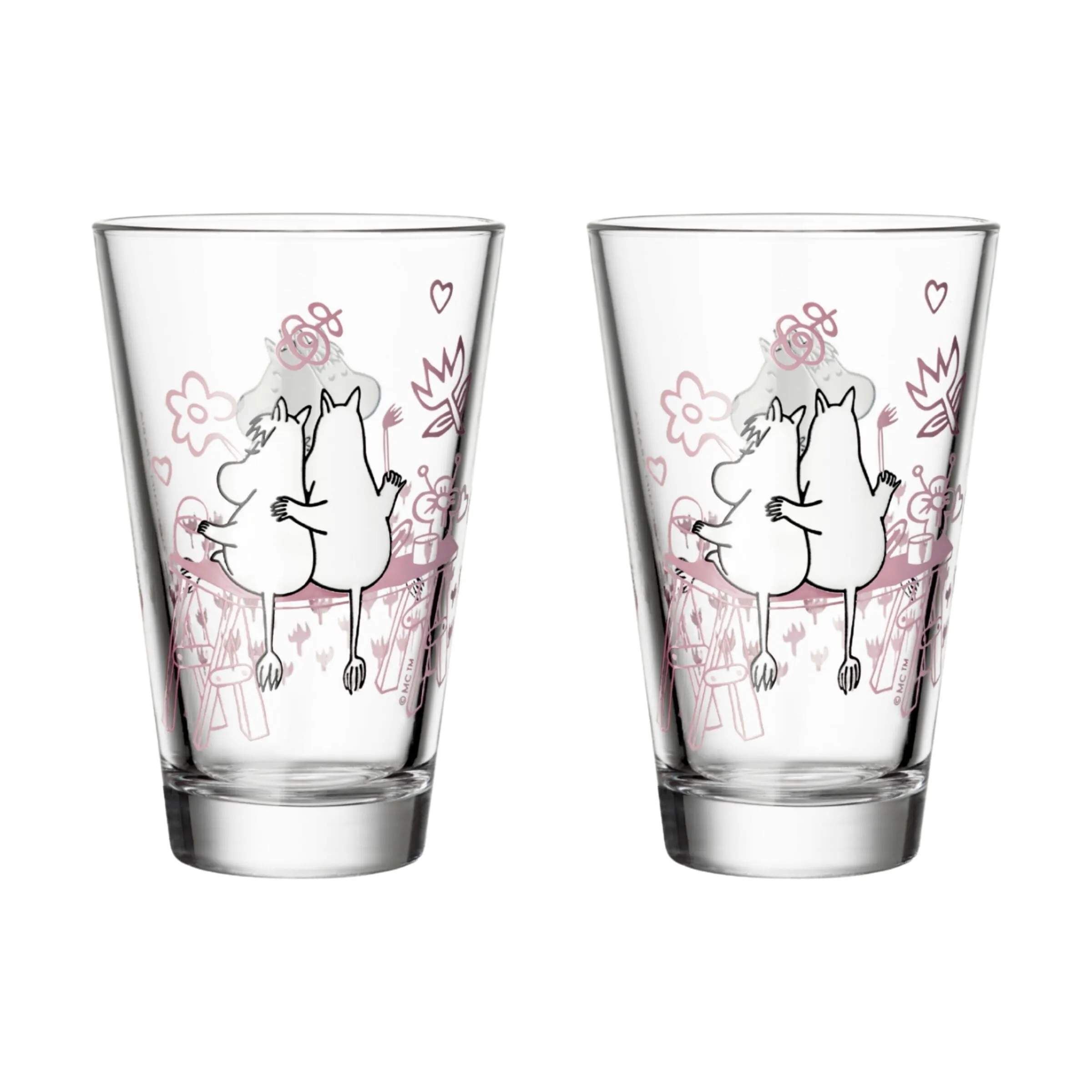 Moomin Arabia Vandkarafler Moomin Iittala Vandglas - Kærlighed - 2 stk. i Lyserød, 1