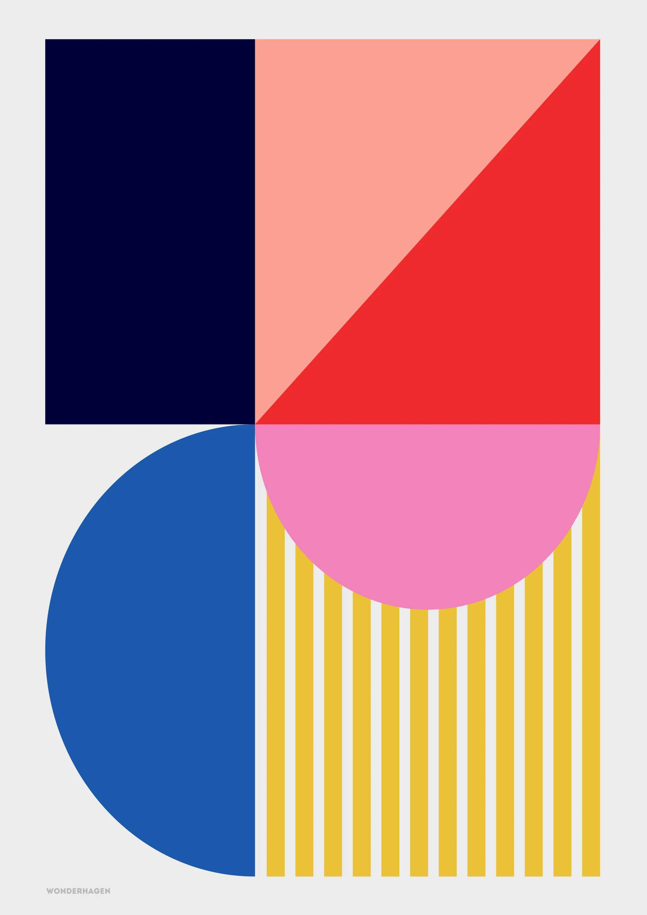 Plakat Shapes, blå/rød, large