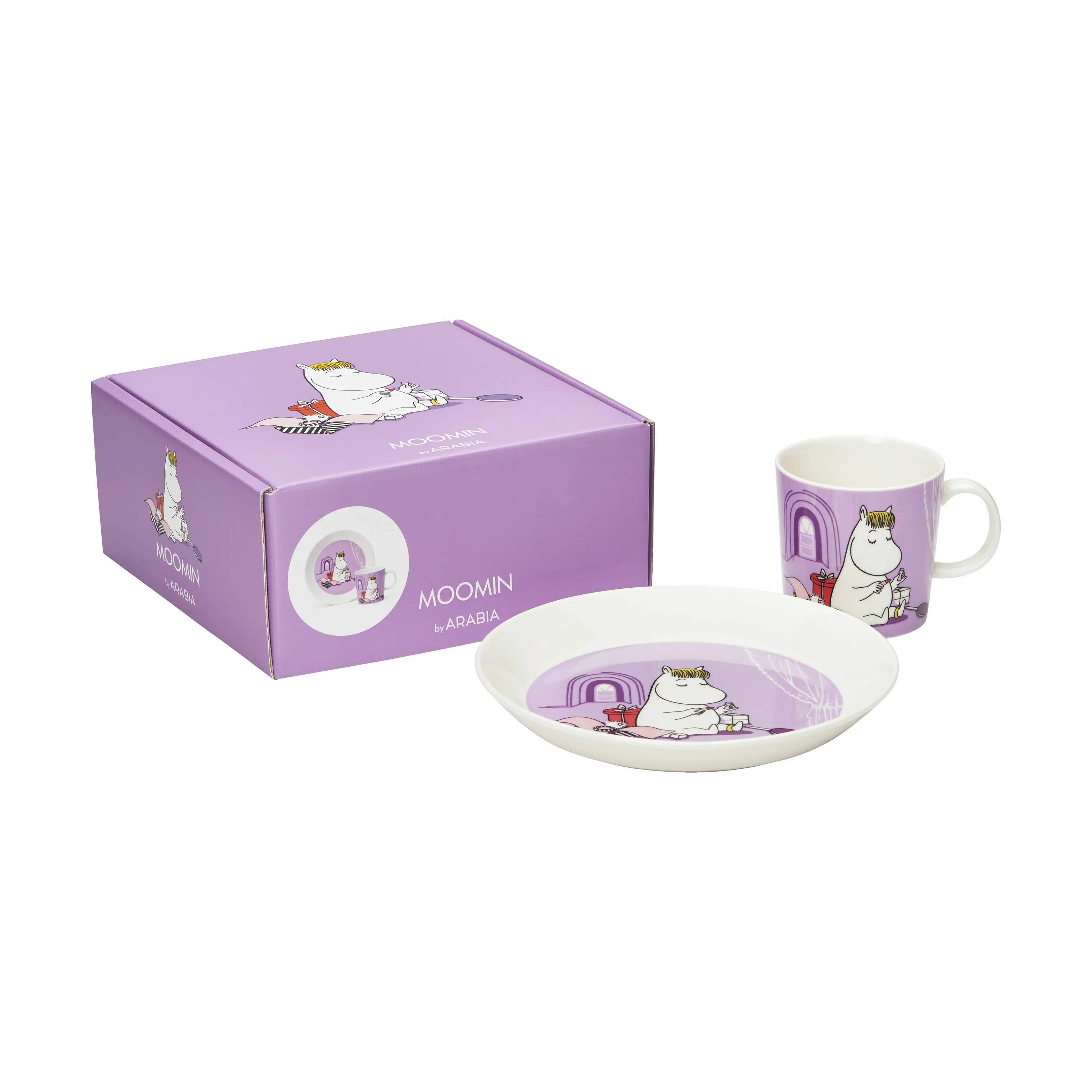 Moomin Arabia Spisesæt Klassisk Stelsæt Snorkfrøken - 2 dele i Lilla, 19 cm, 2