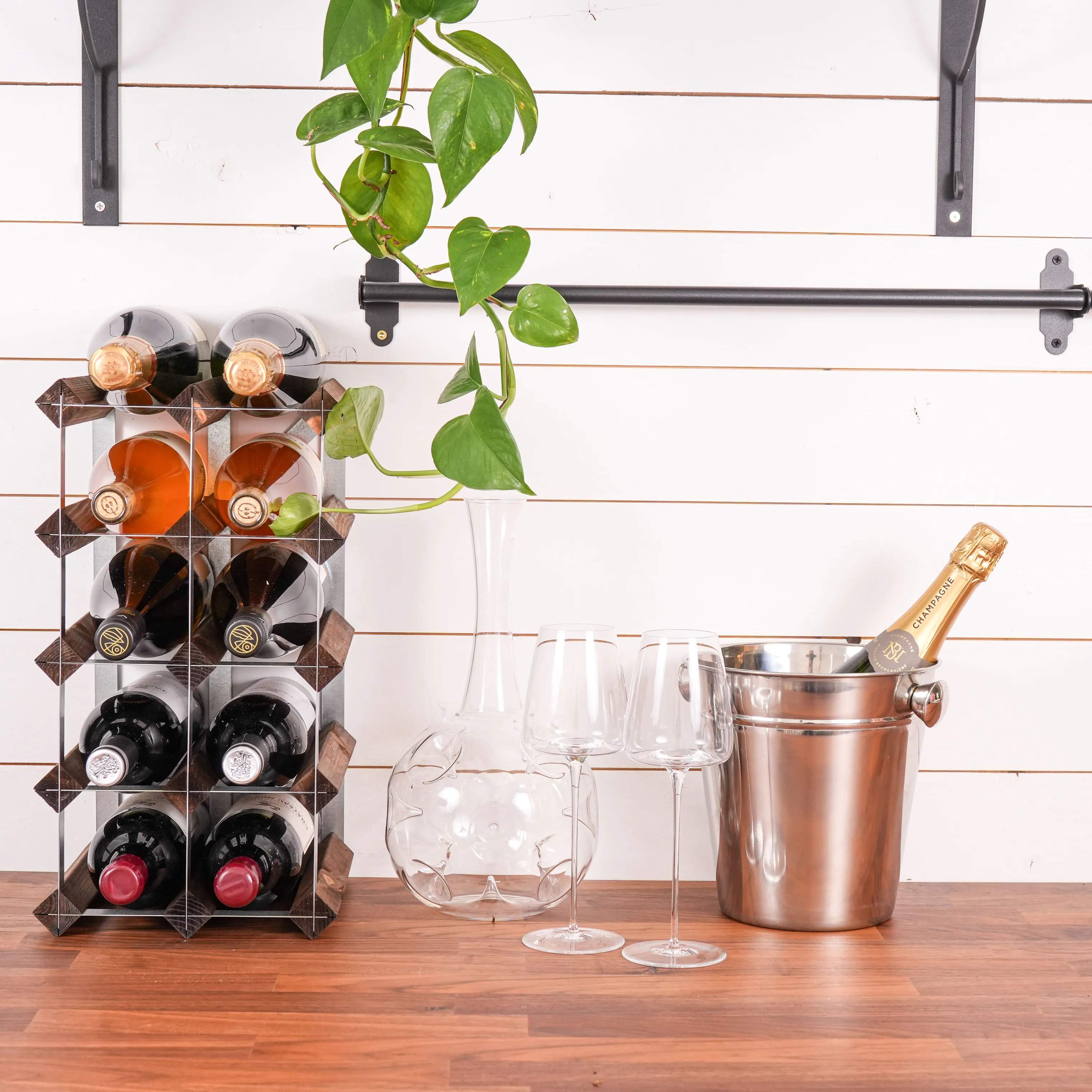Traditional Wine Racks Vinreoler Vinreol i Mørk eg, 12 flasker, 3