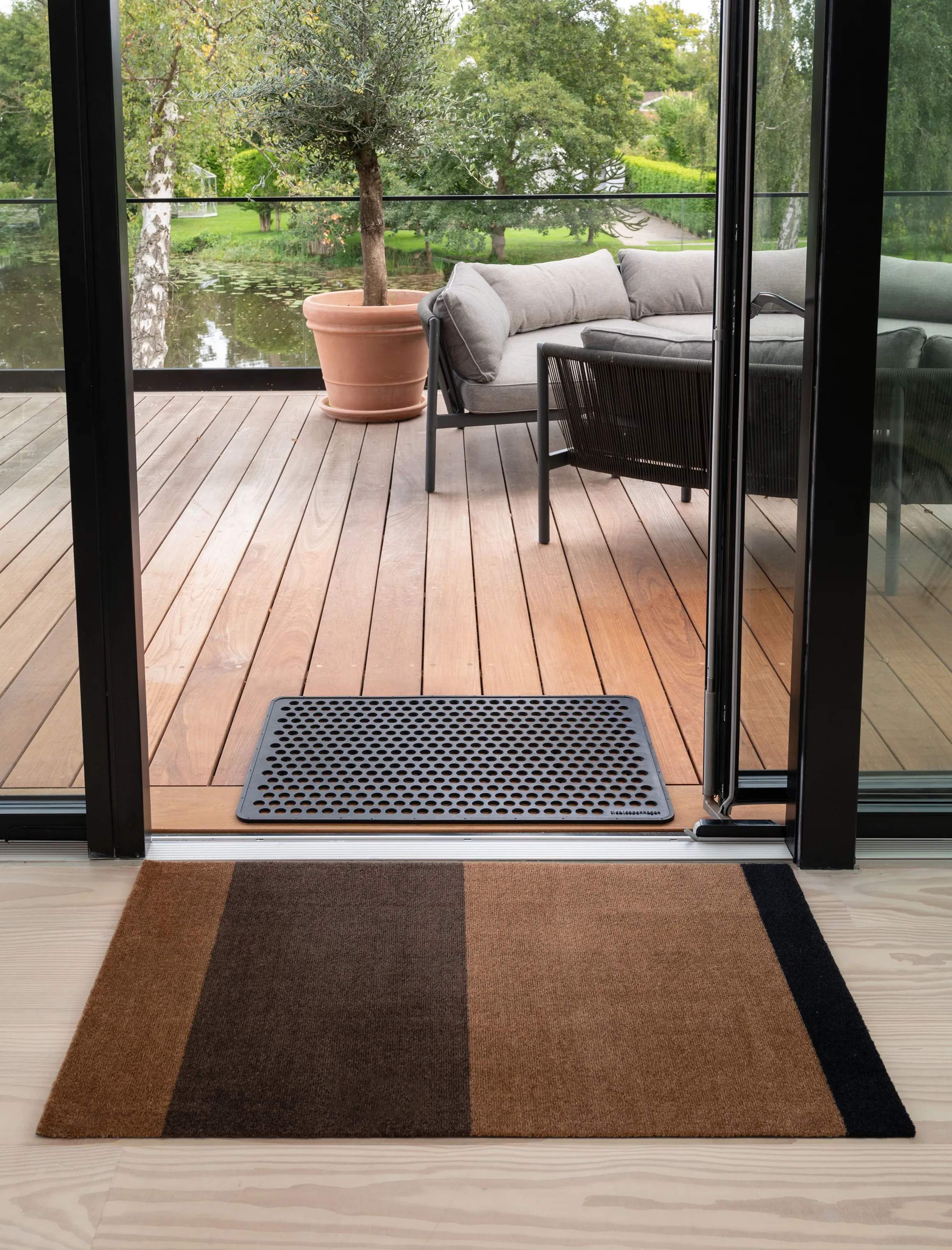 Tica Copenhagen Gulvtæpper Stripes Horisontal Gulvtæppe i brun/cognac/sort, B90 x L130 cm, 7