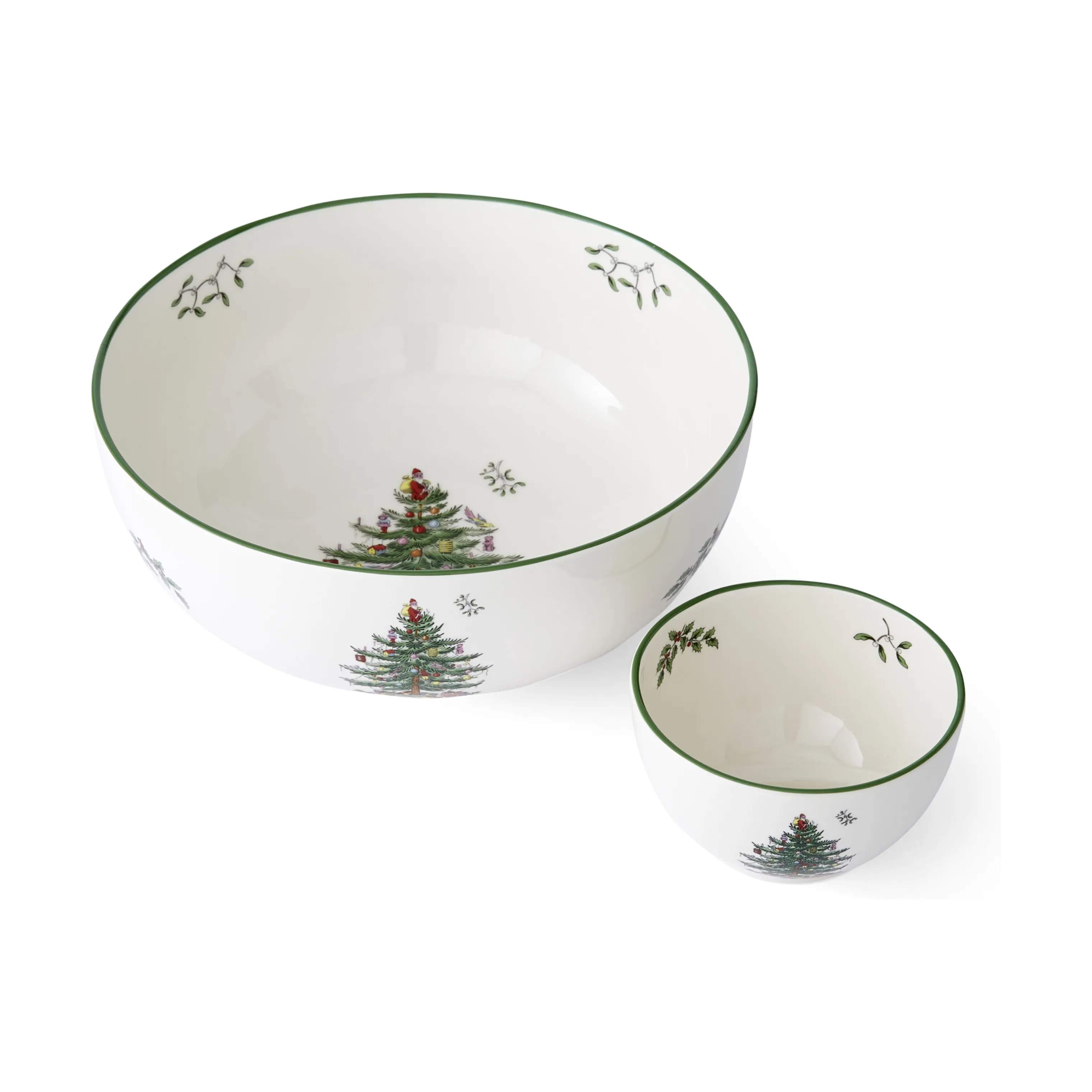 Spode Serveringsskåle Christmas Tree Chip´n Dip Skålsæt - 2 dele i Hvid/grøn/rød, 4