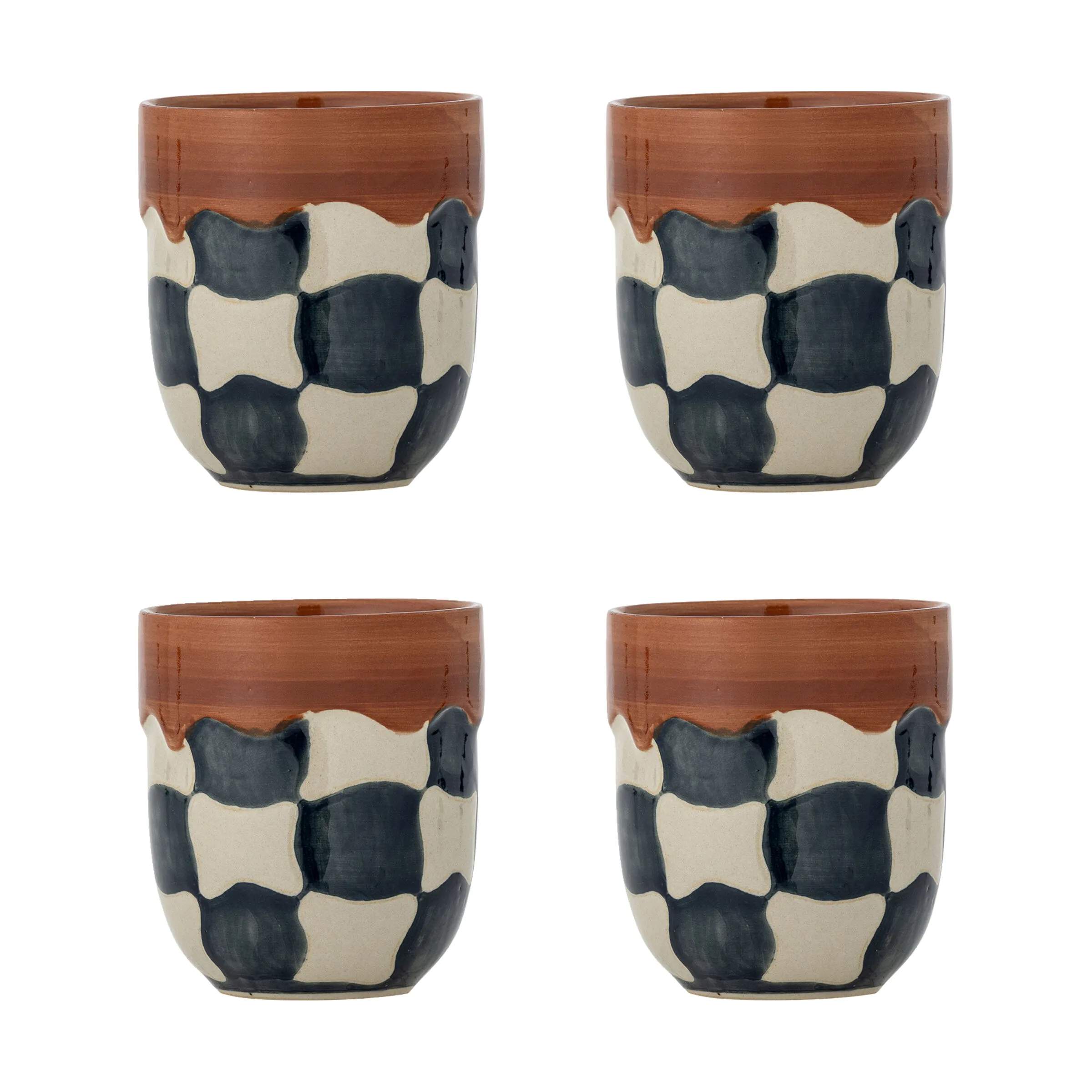 Bloomingville Krus og kopper uden hank Check Kop - 4 stk. i Blue, 1