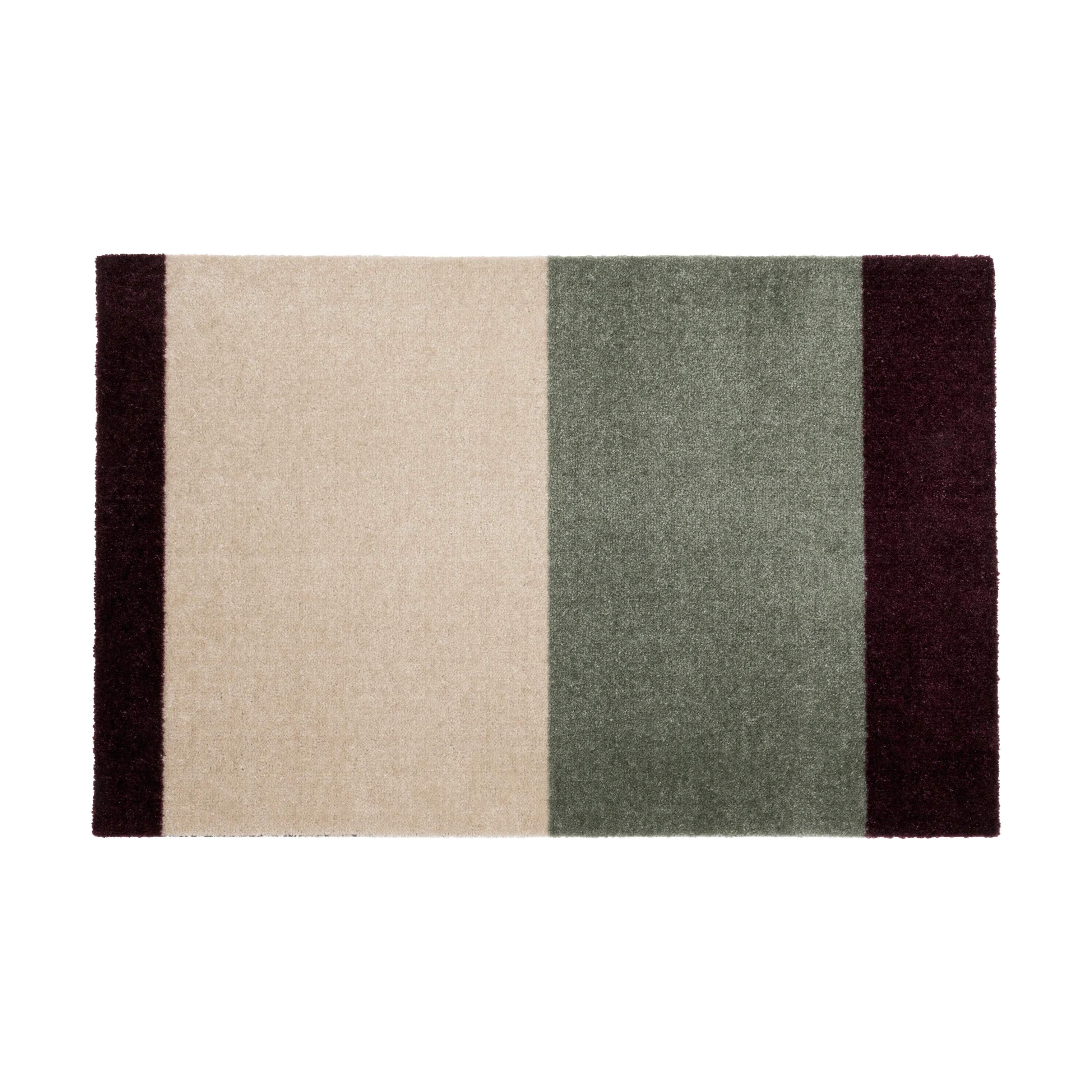 Stripes Horisontal Gulvmåtte, grøn/ivory/bordeaux, large