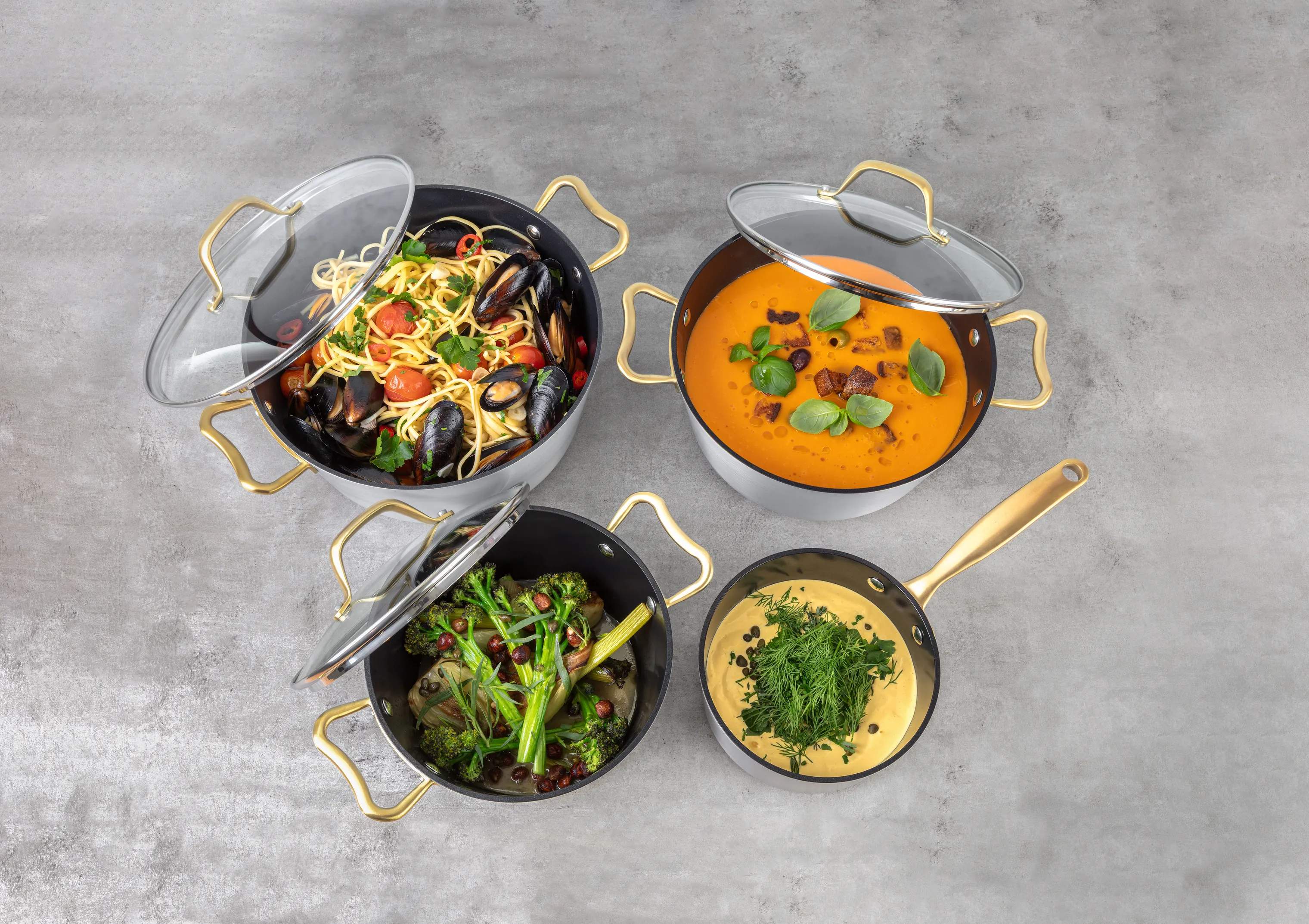 Cook & Baker Grydesæt Premium Grydesæt - 7 dele i sølvfarvet, 3