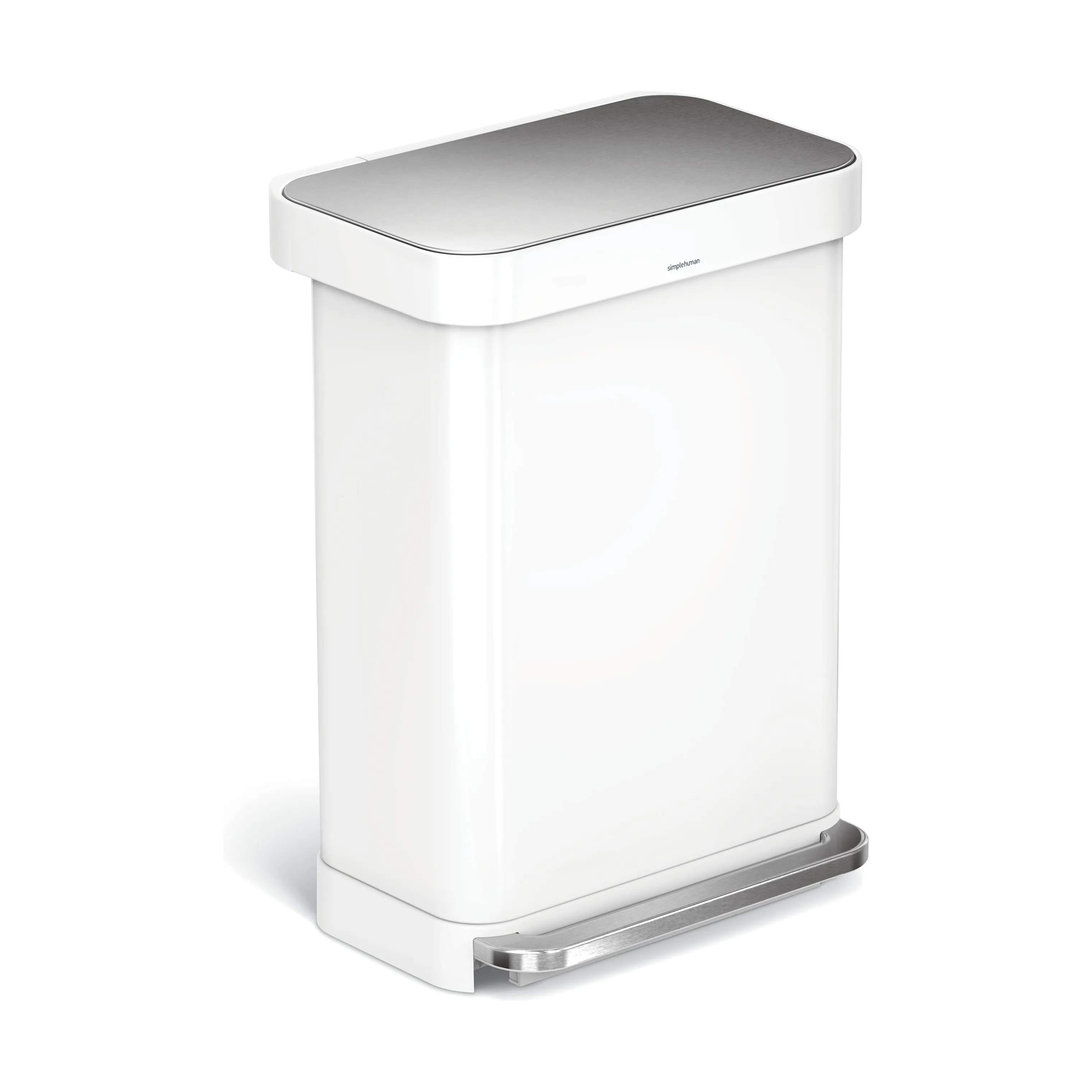 Simplehuman Pedalspande Slim Pedalspand i Hvid, 55 L, 3