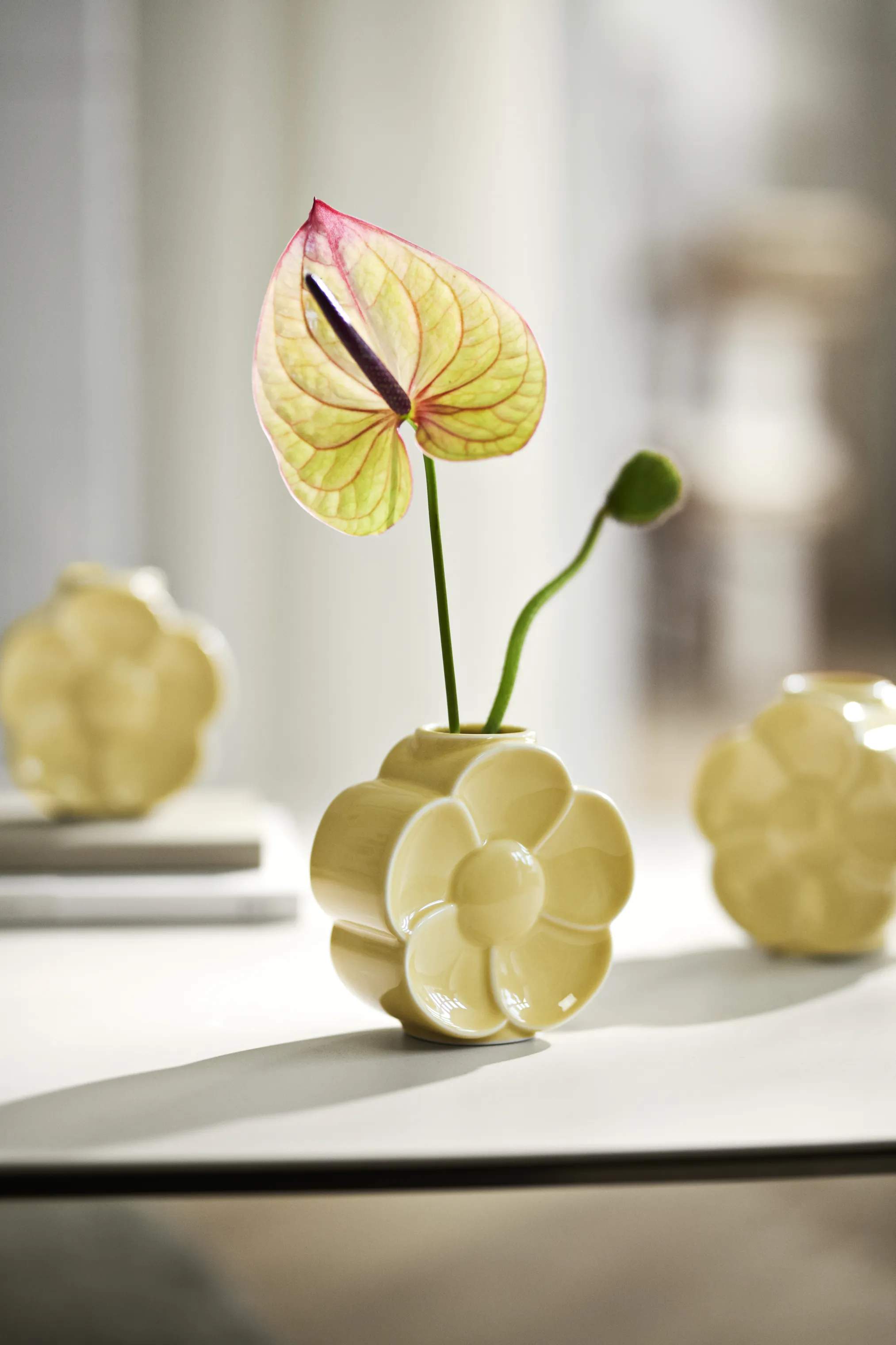 Lyngby Porcelæn Vaser Flower Vase -Smørblomst i Sand, 3