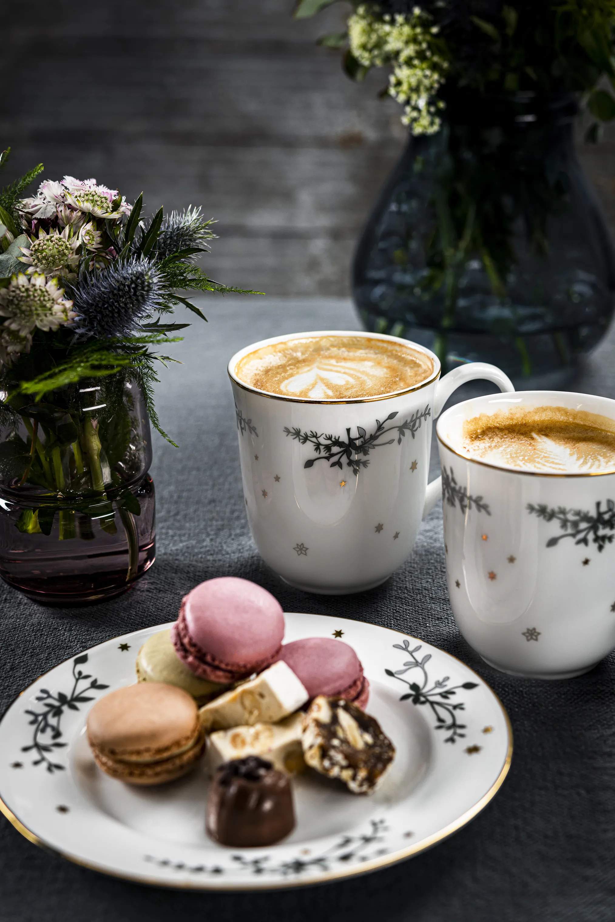 Jette Frölich Design Kagetallerkener Vinterstjerner Desserttallerken i Grøn/guld, 3