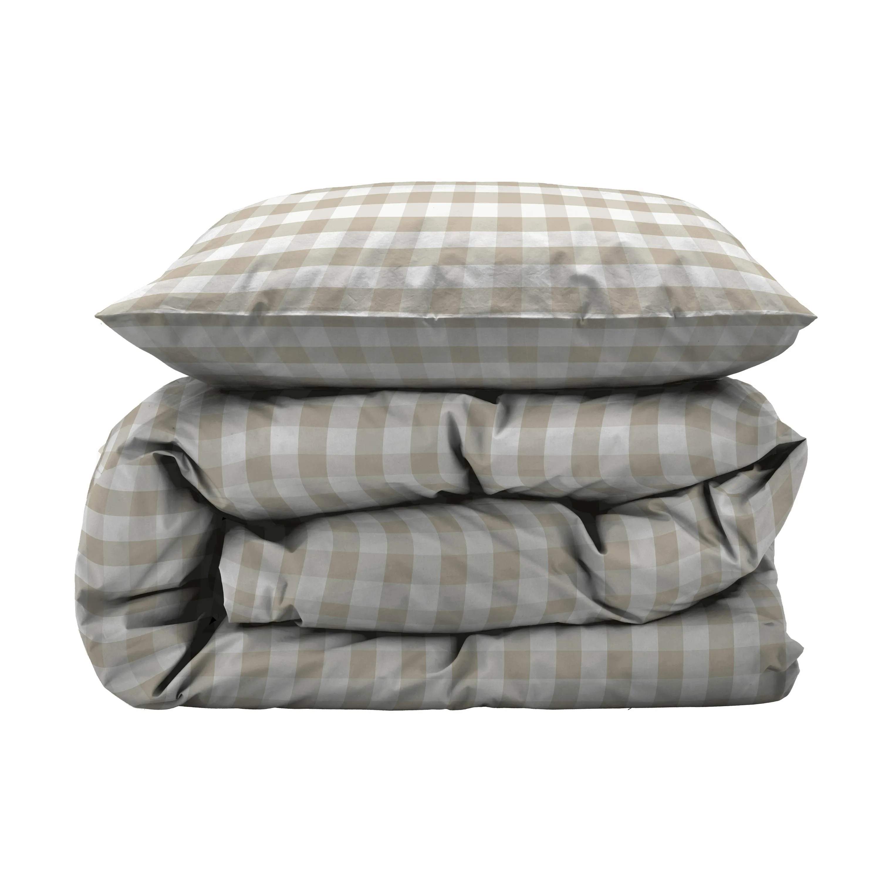 Gingham Sengetøj, beige, large