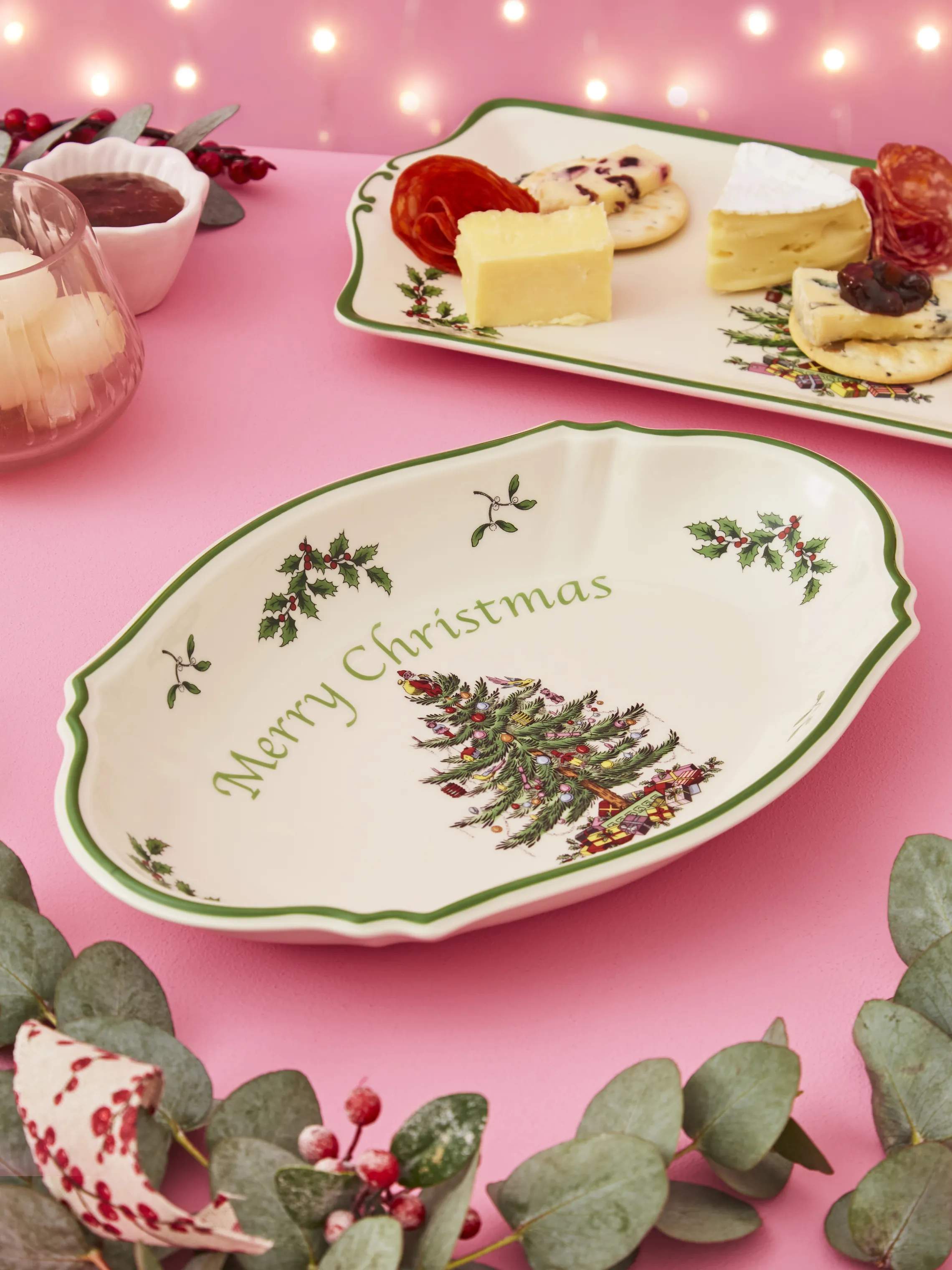 Spode Serveringsfade Christmas Tree Fad i Hvid/grøn/rød, 3