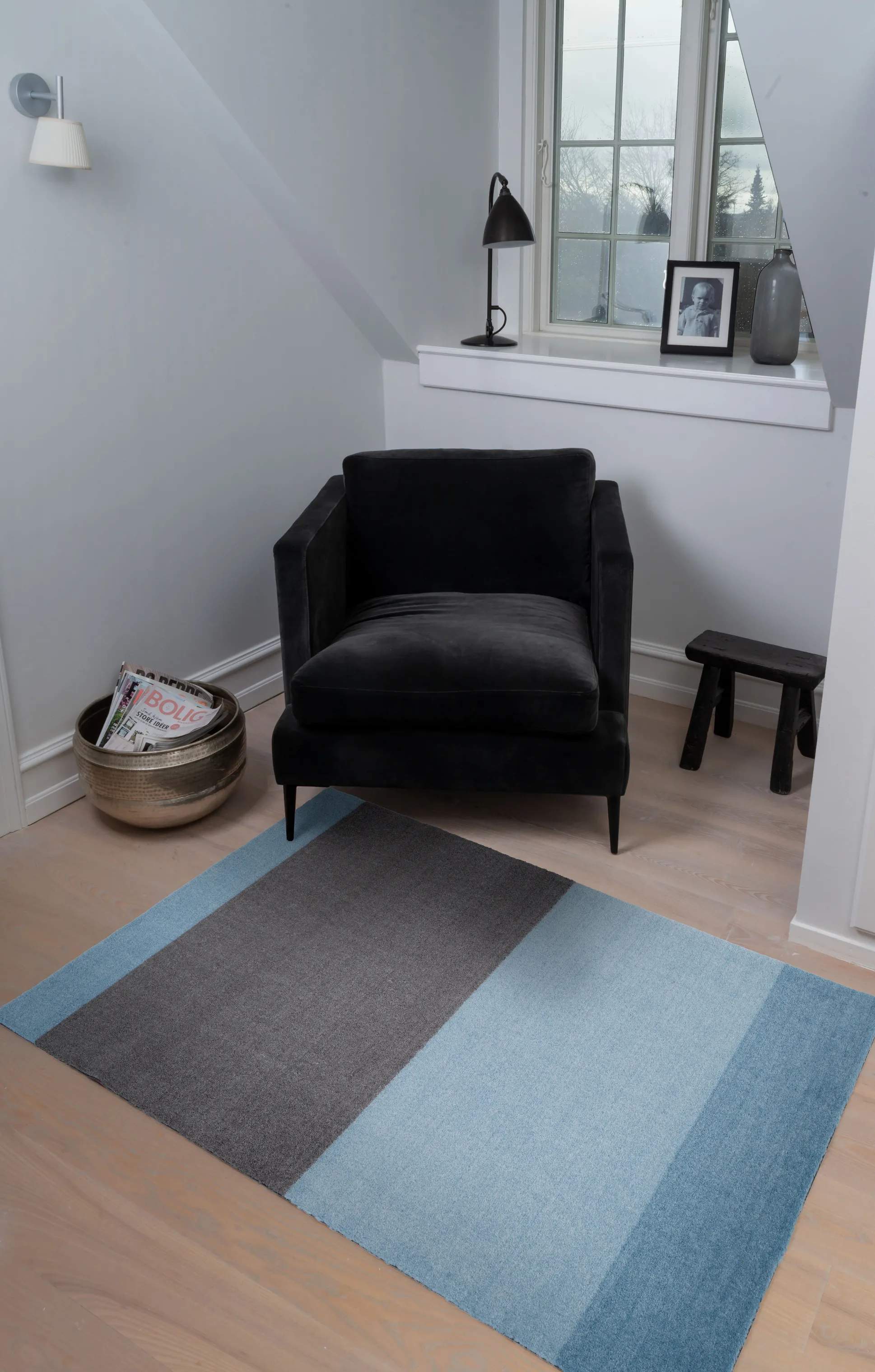 Tica Copenhagen Gulvtæpper Stripes Horisontal Gulvtæppe i Lyseblå/støvetblå/steelgrey, B90 x L130 cm, 2