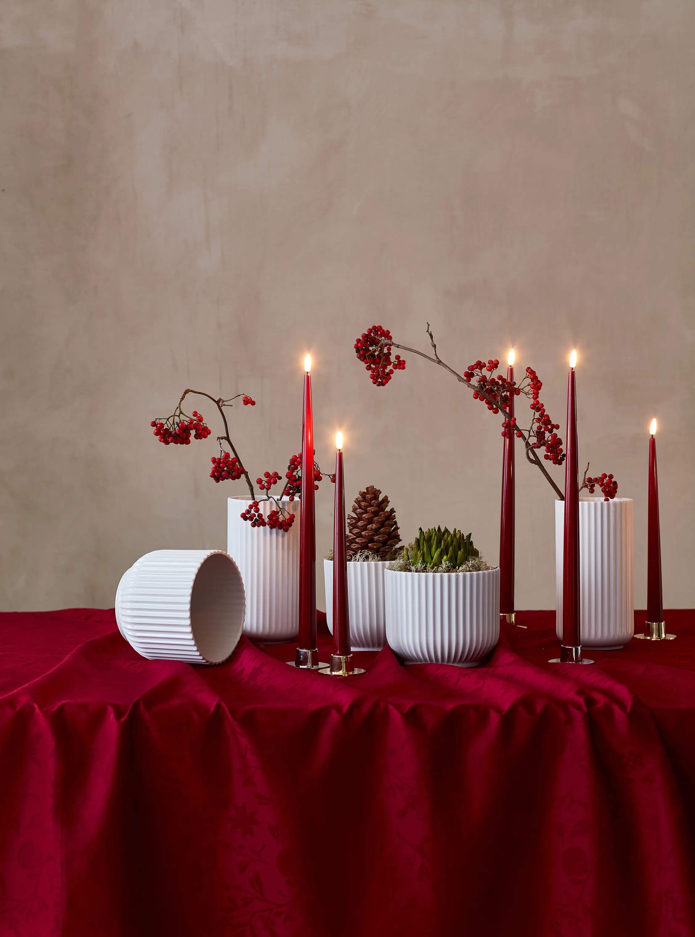Deluxe Homeart LED-lys Real Flame LED Kertelys - 2 stk. i Bordeaux, 28 cm, 2