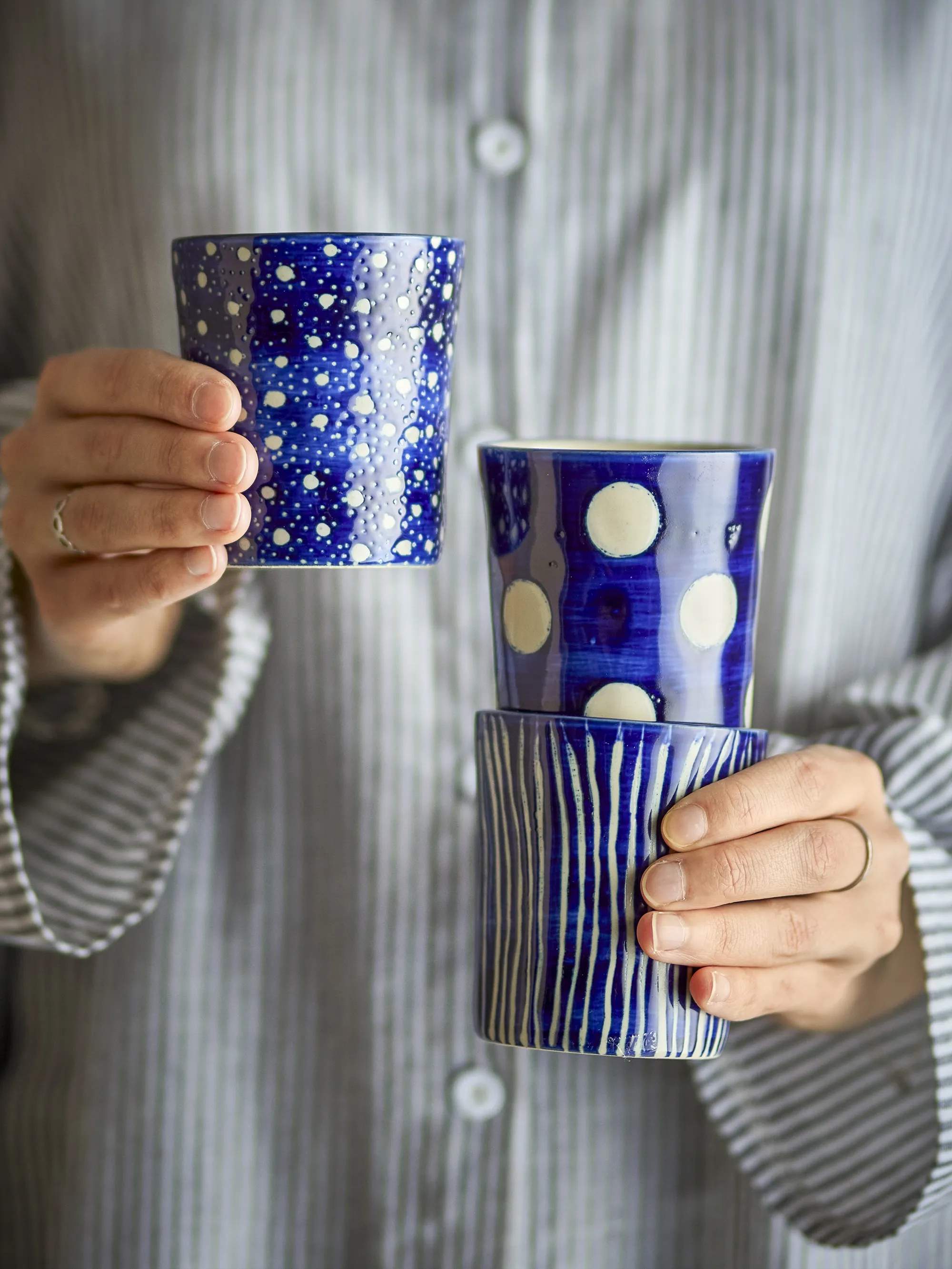 Creative Collection Krus og kopper uden hank Minoa Kop - 3 stk. i Blue, 2