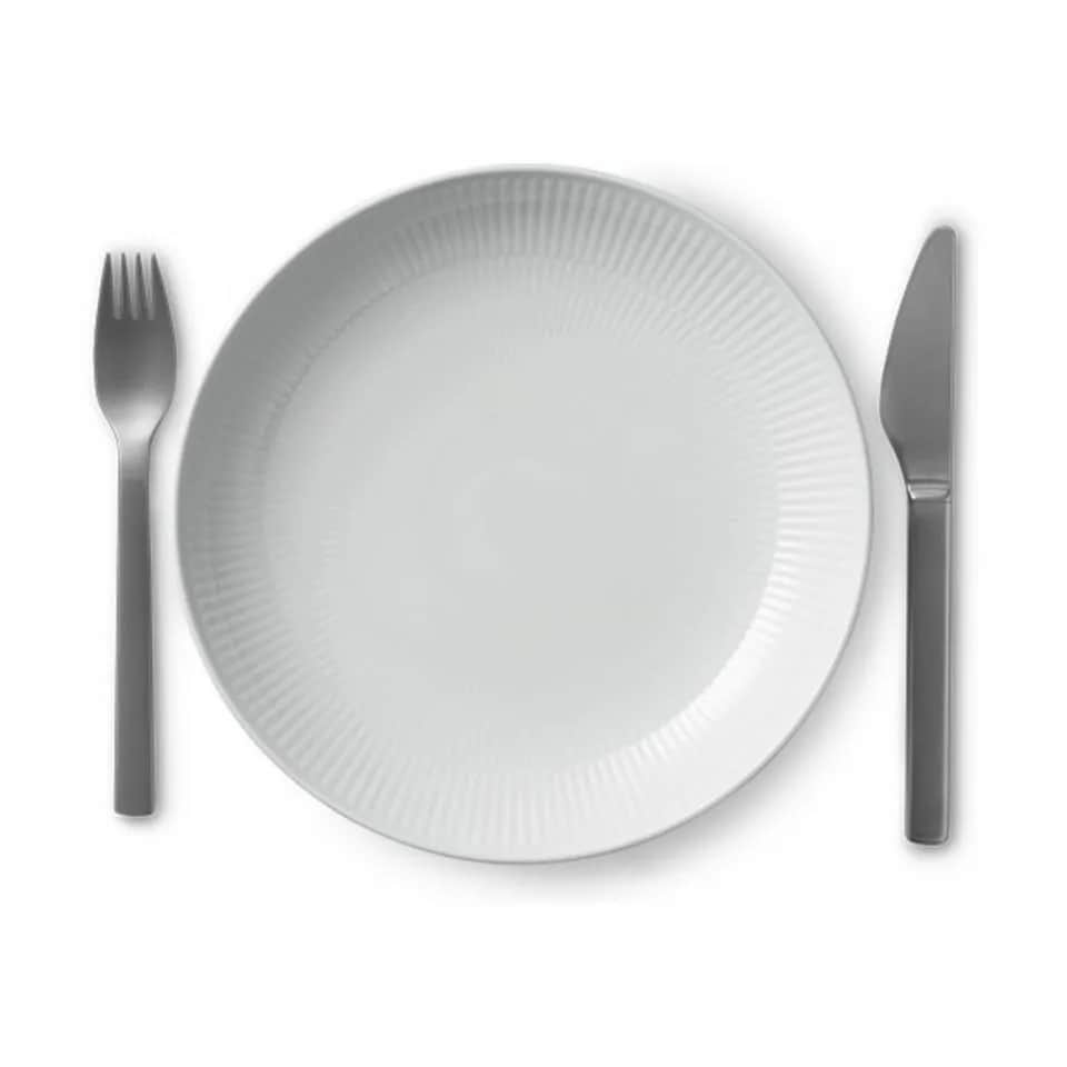 Royal Copenhagen Middagstallerkener Hvid Riflet Middagstallerken i Hvid, 25 cm, 4