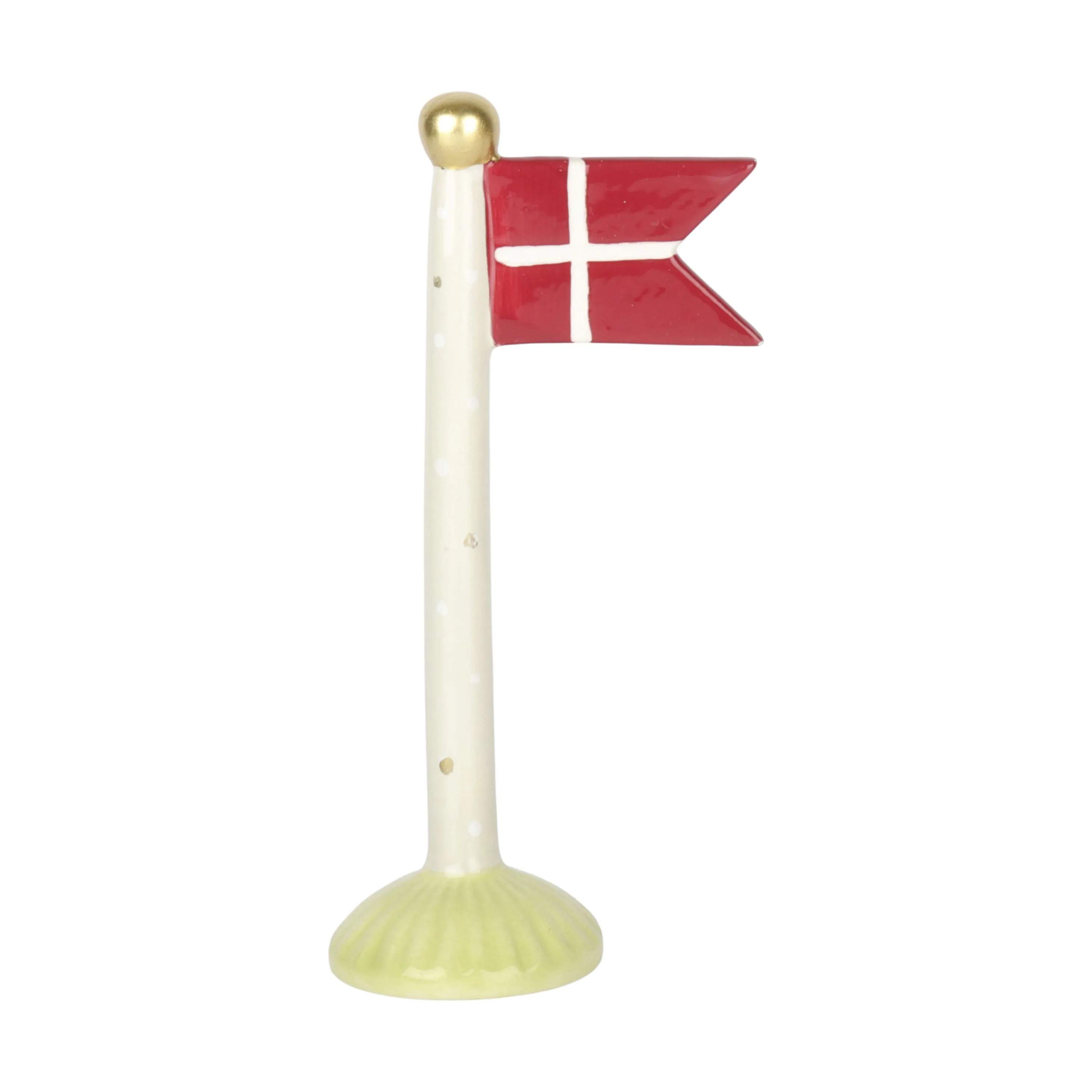 Flag - Prikker, flag i beige m. prikker/grøn, large