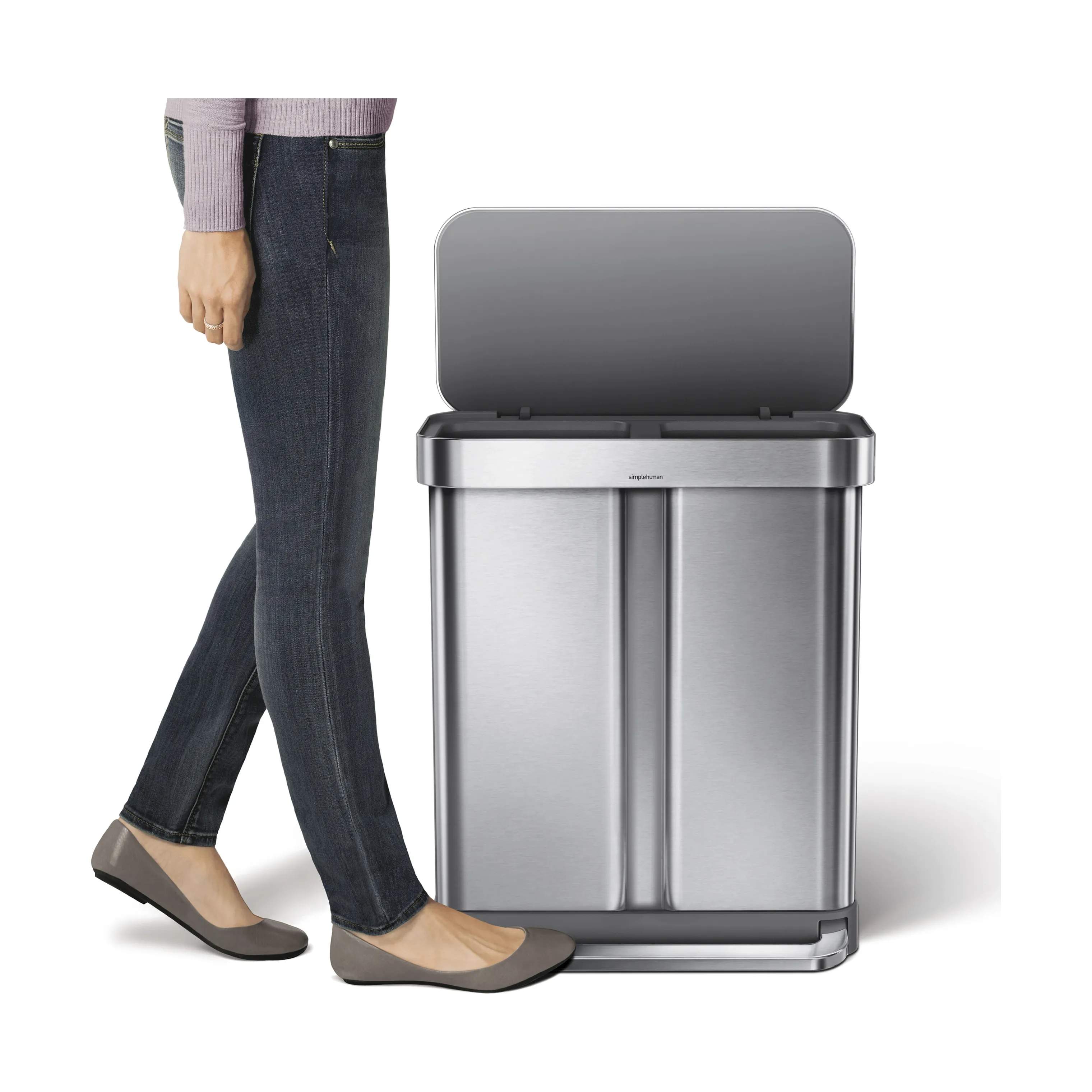 Simplehuman Pedalspande Dual Pedalspand i Børstet stål, 3