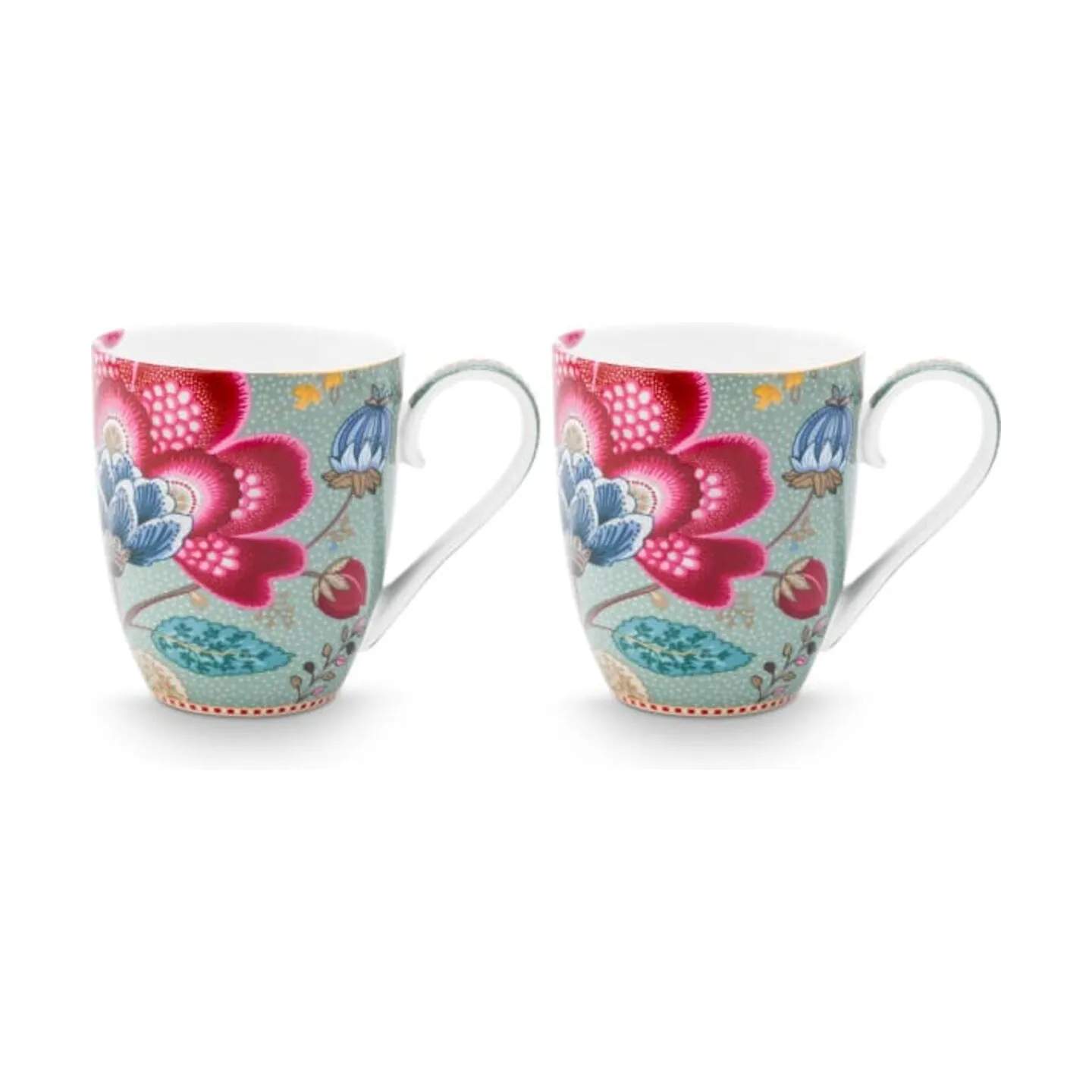 PIP Studio Krus og kopper med hank Blooming Tales Krus - 2 stk. i Blue, 450 ml, 1