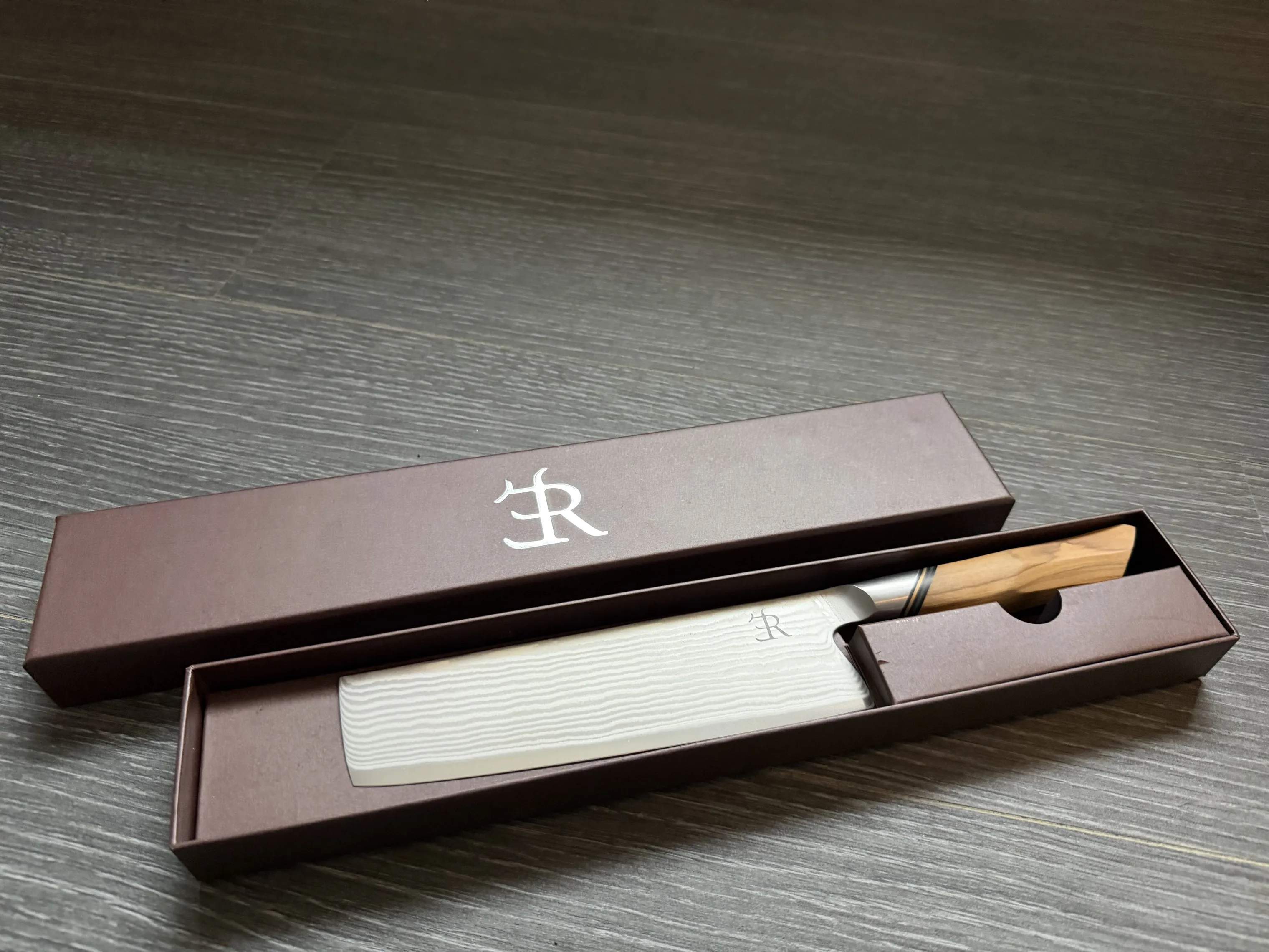 Ryda Knives Grøntsagsknive A-73 Nakirikniv i rustfrit stål/brun, 2