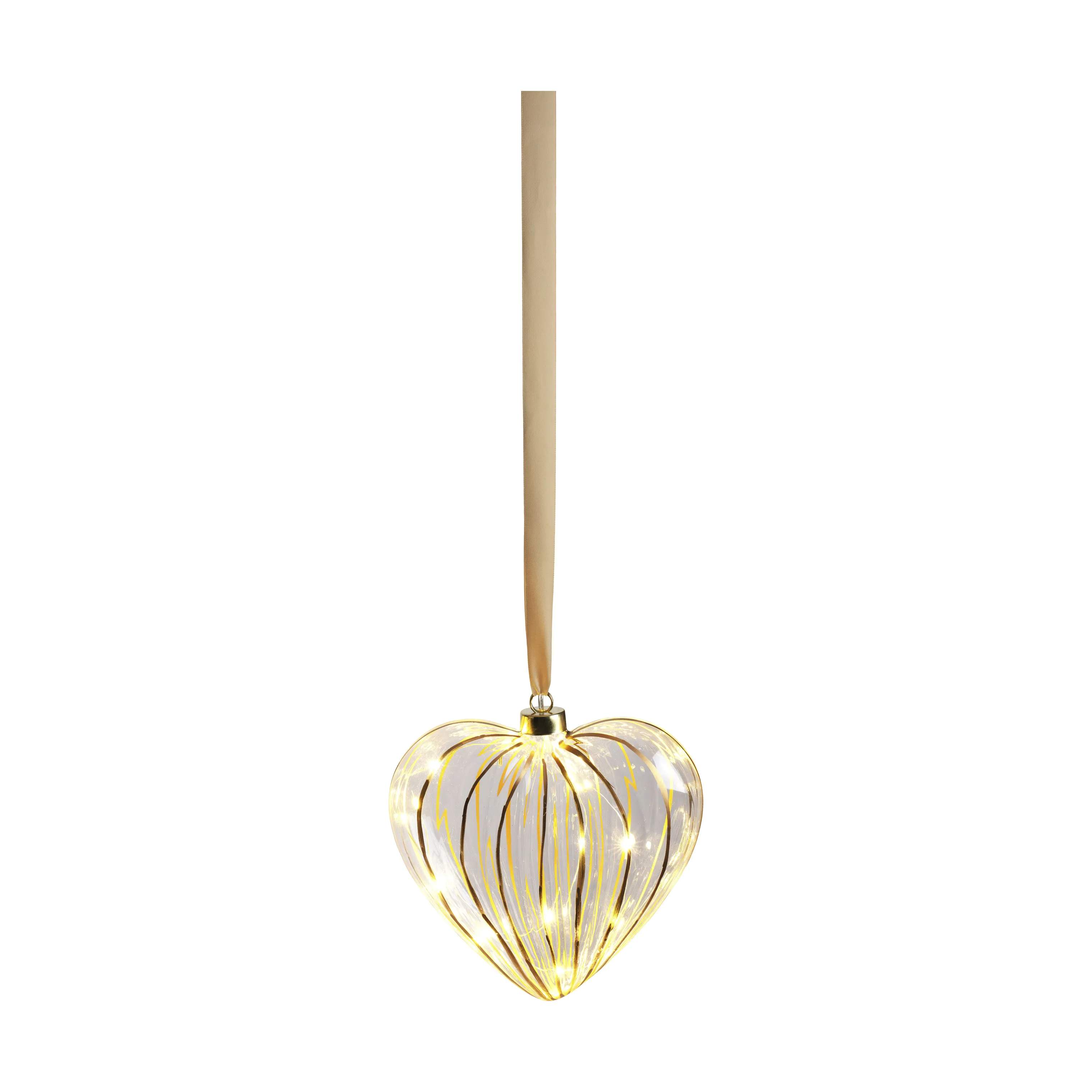 Casa Christmas Lysdekoration LED Ophæng - Hjerte i Klar/guld hjerte, 1