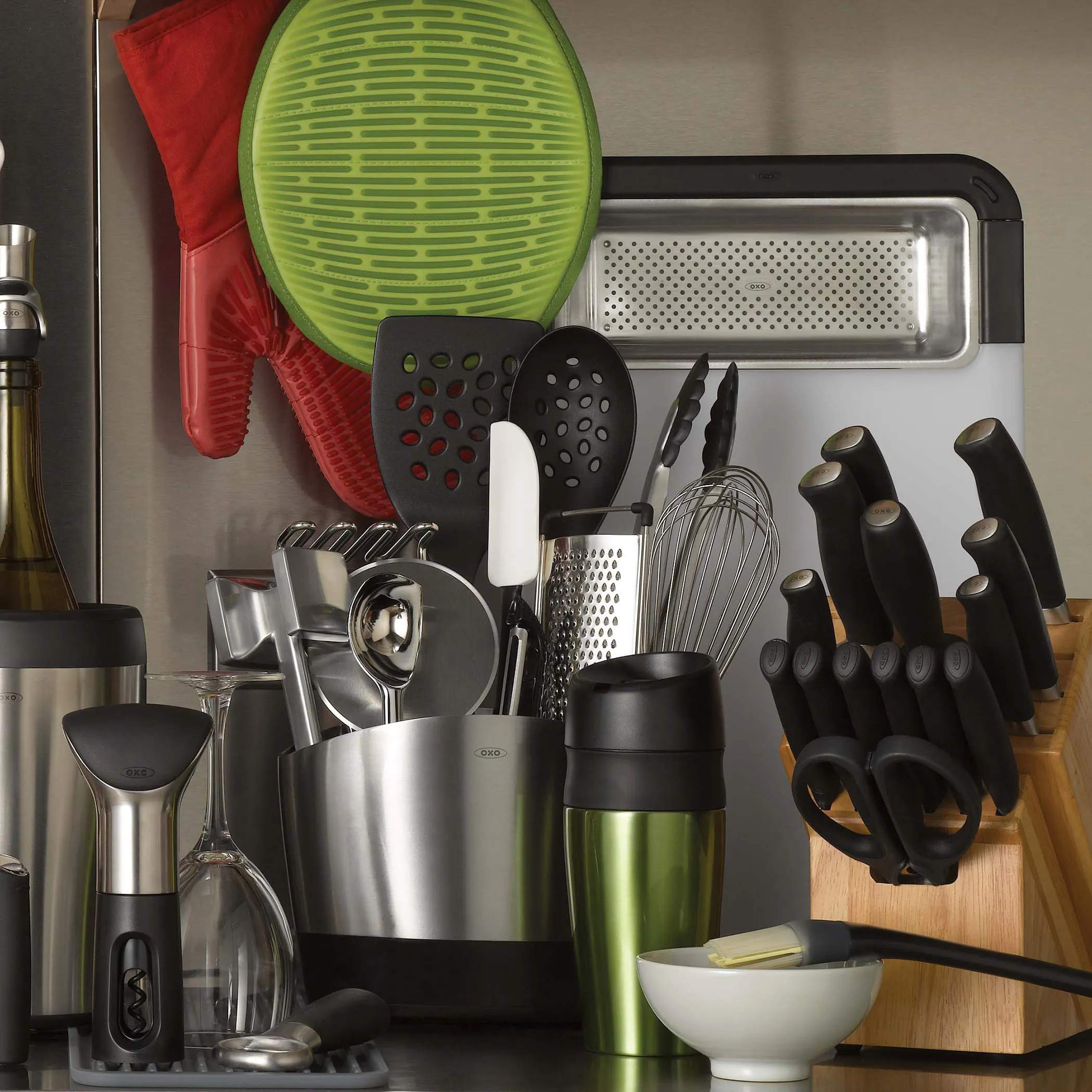 OXO Krukker til køkkenredskaber Good Grips Redskabsholder i Sort/Stål, 2