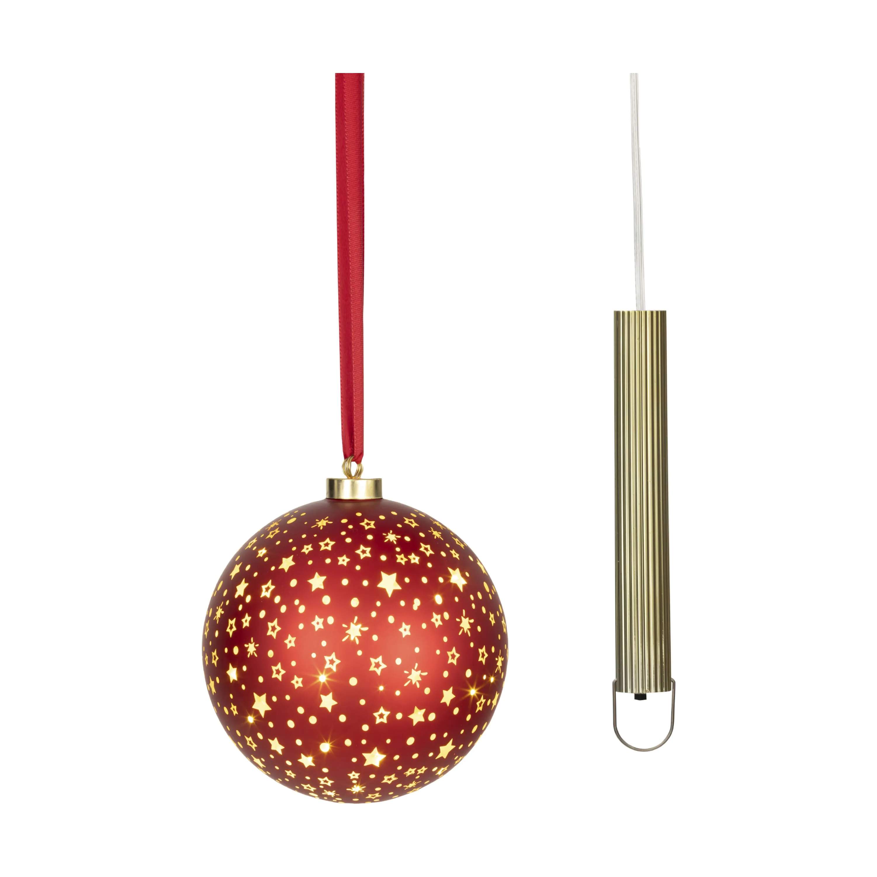 Casa Christmas Juleophæng LED Glaskugle i Rød, 19 cm, 1