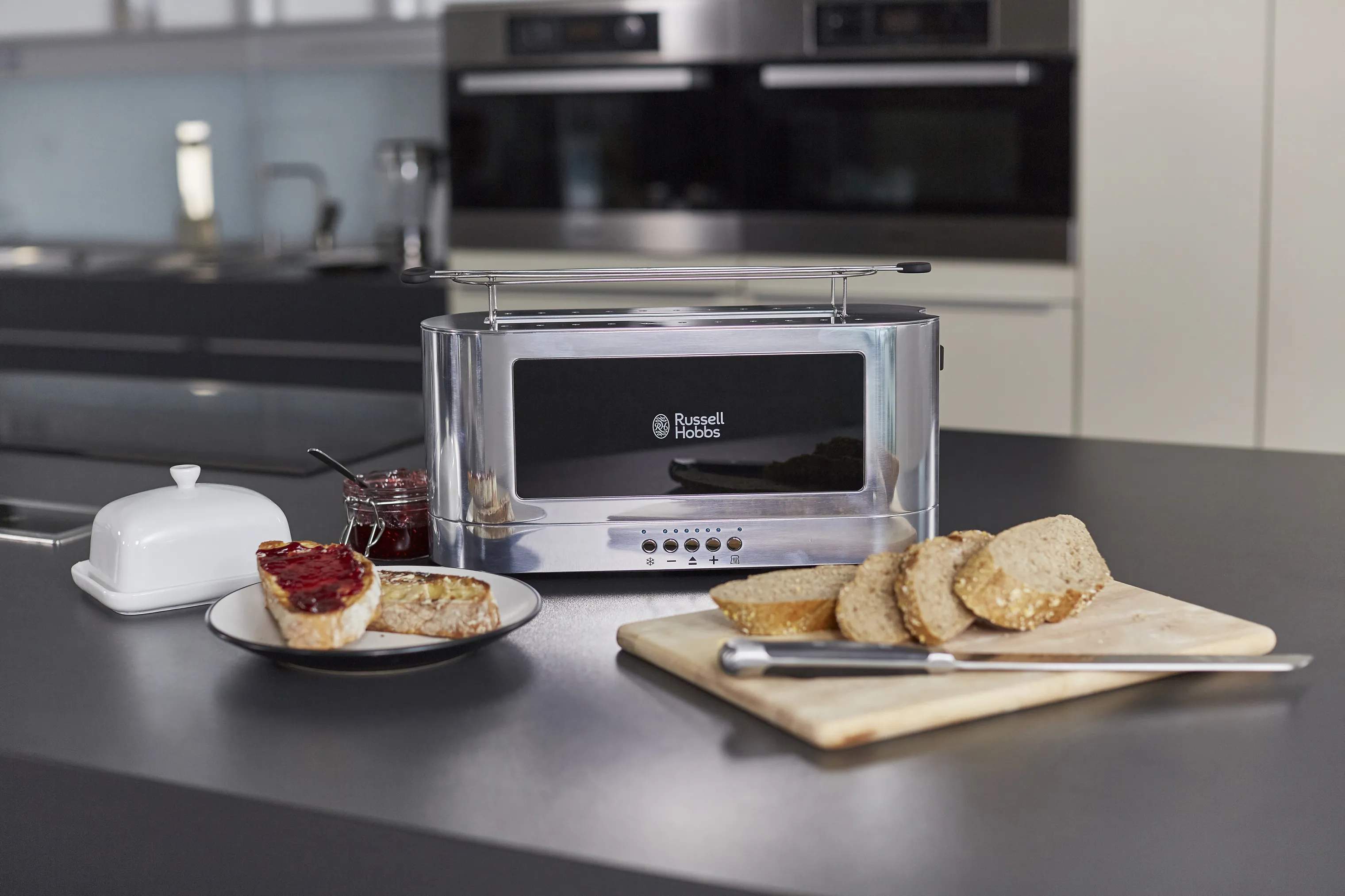 Russell Hobbs Brødristere Elegance Glass Brødrister i Stål/Sort, 7