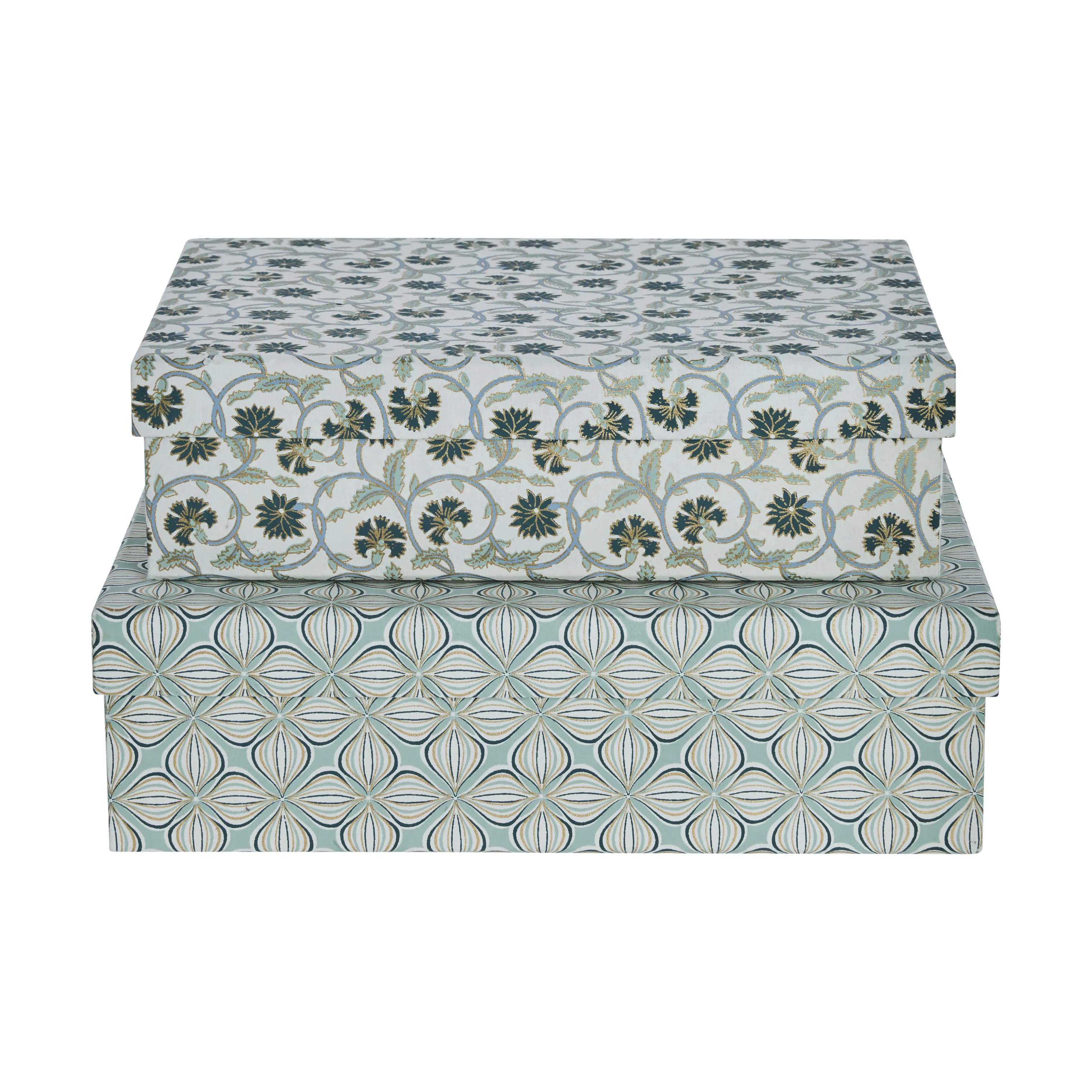 Lene Bjerre Småopbevaring Ellen Æskesæt - 2 stk. i hvid/blå, 10 cm, 1