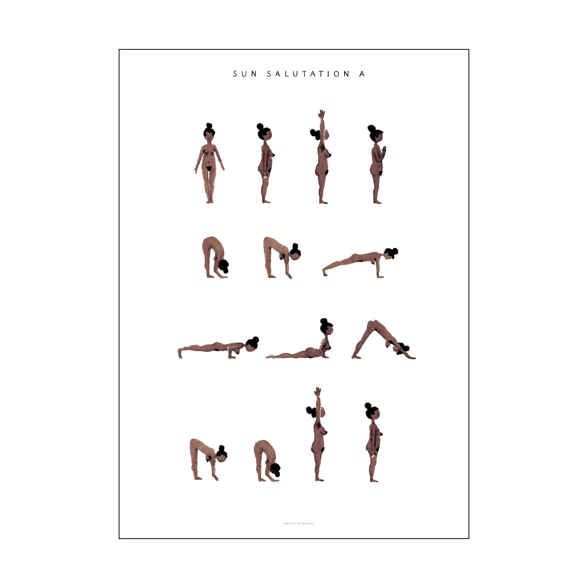 plakat - Sun salutation a woman, brown, large