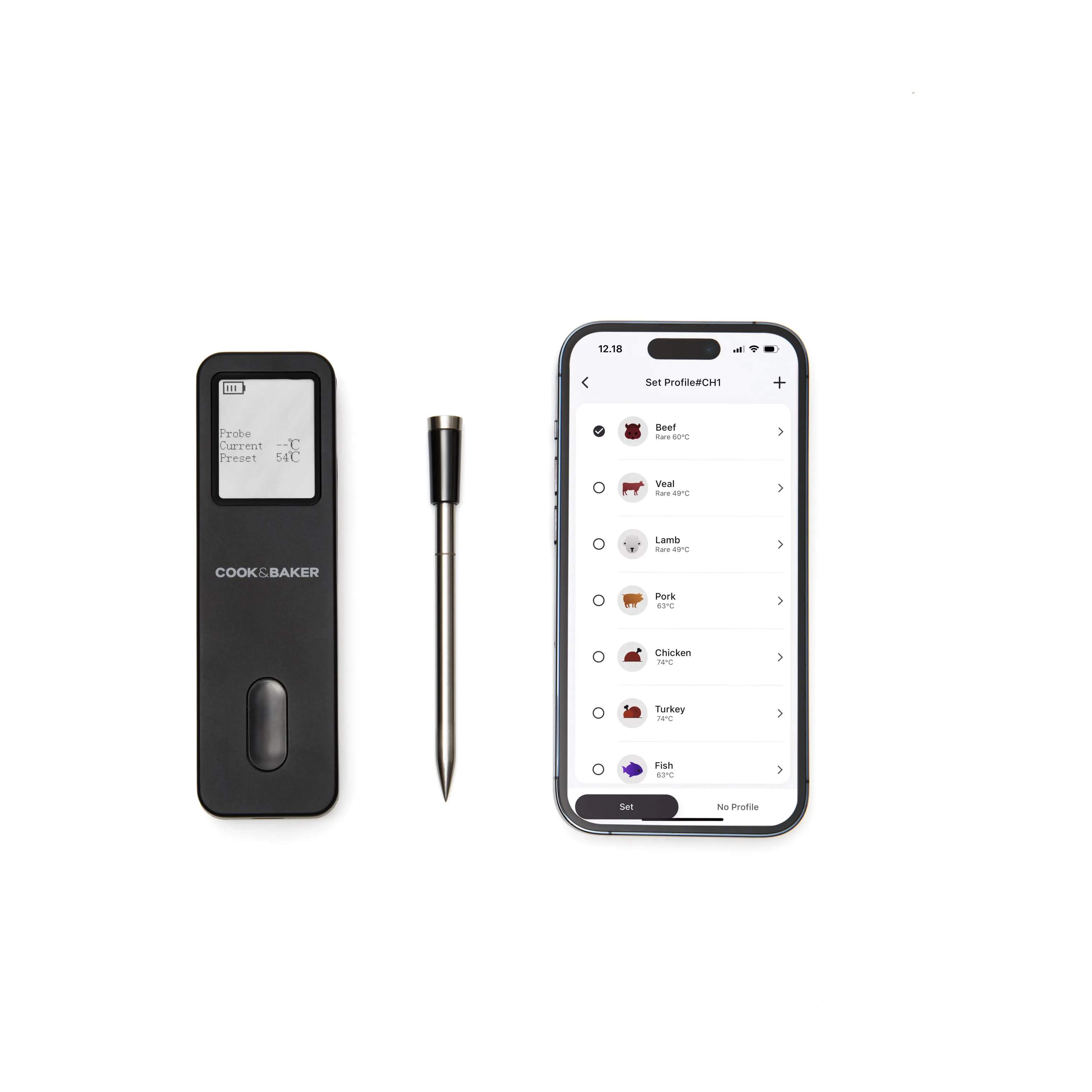 Cook & Baker Stegetermometre Trådløst Stegetermometer i sort, 6