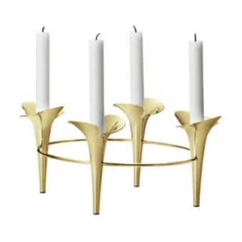 Georg Jensen Kronelysestage Bloom Lysestage i Guldfarvet, 4