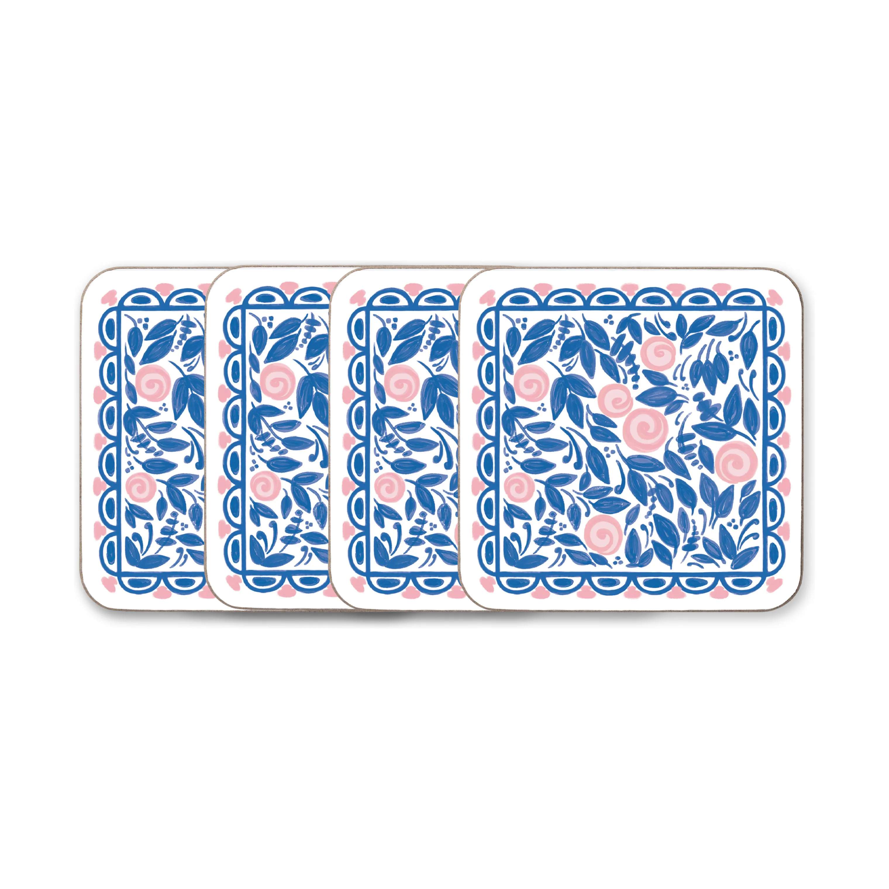 Bjørn Wiinblad Glasbrikker og coasters Dora Coaster - 4 stk. i Blue flower, 1