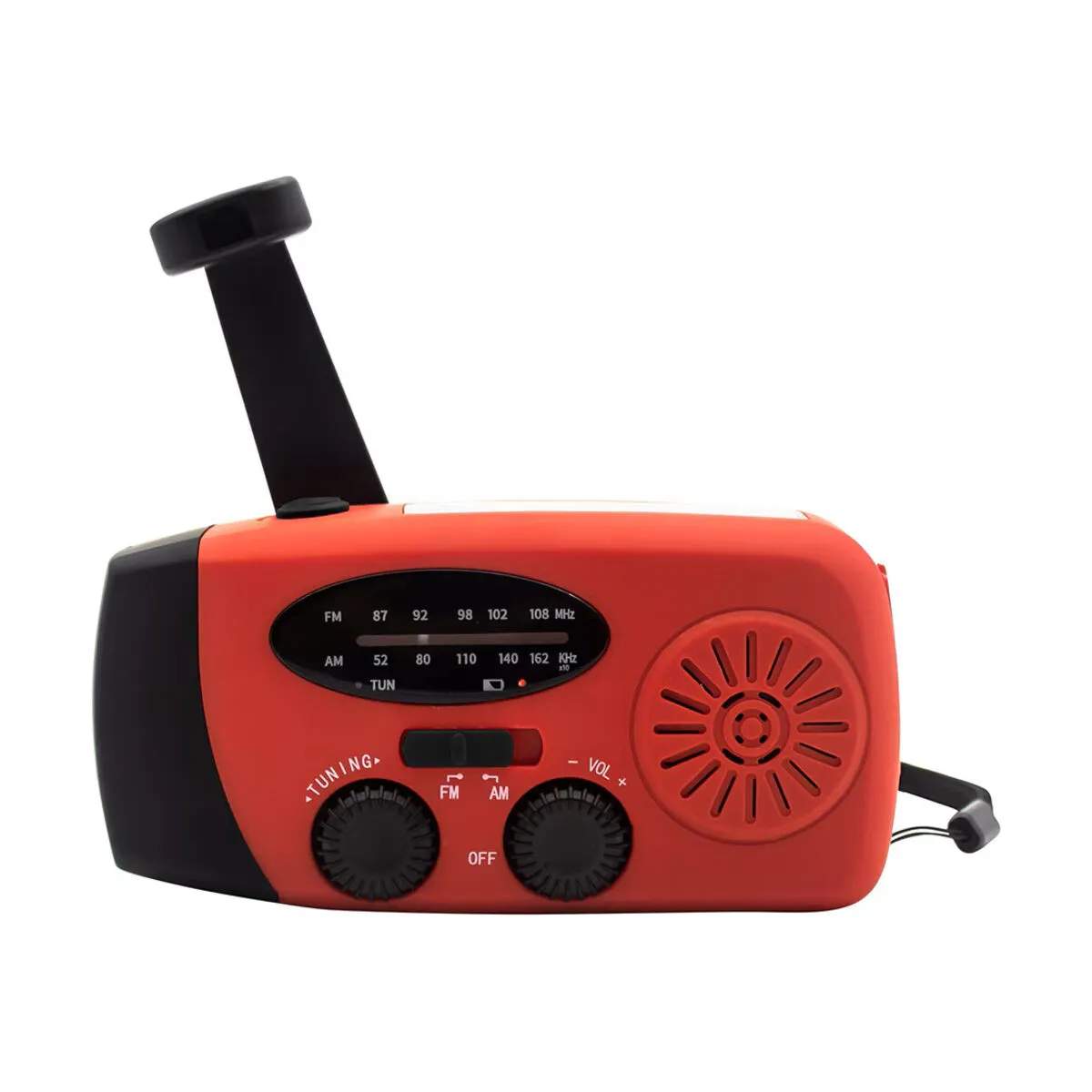 Denver Højtalere Solcelle Crank Radio i Rød, 4