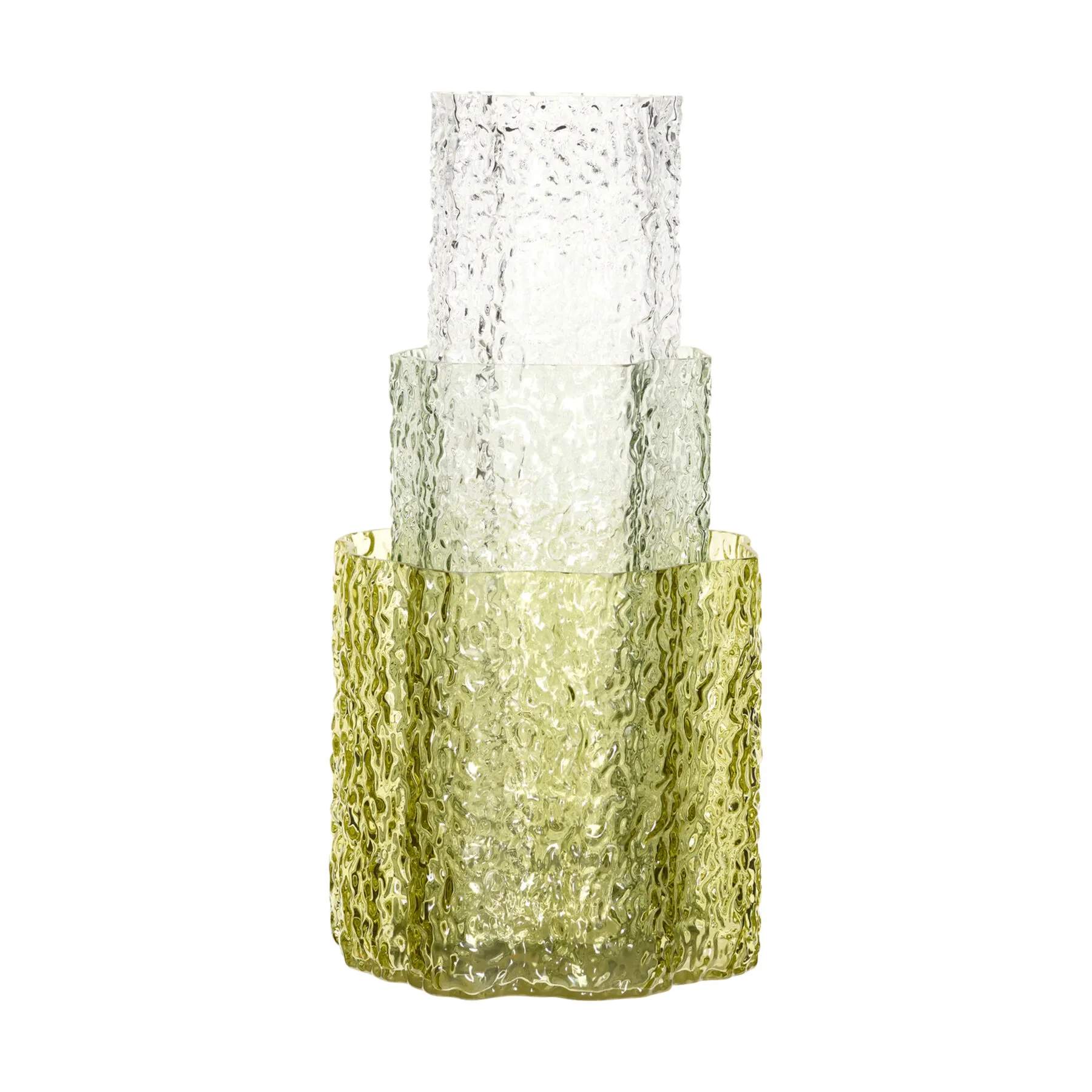 Hübsch Vaser Triple Vase - 3 stk. i Mørkegrøn/lysegrøn/Klar, 4