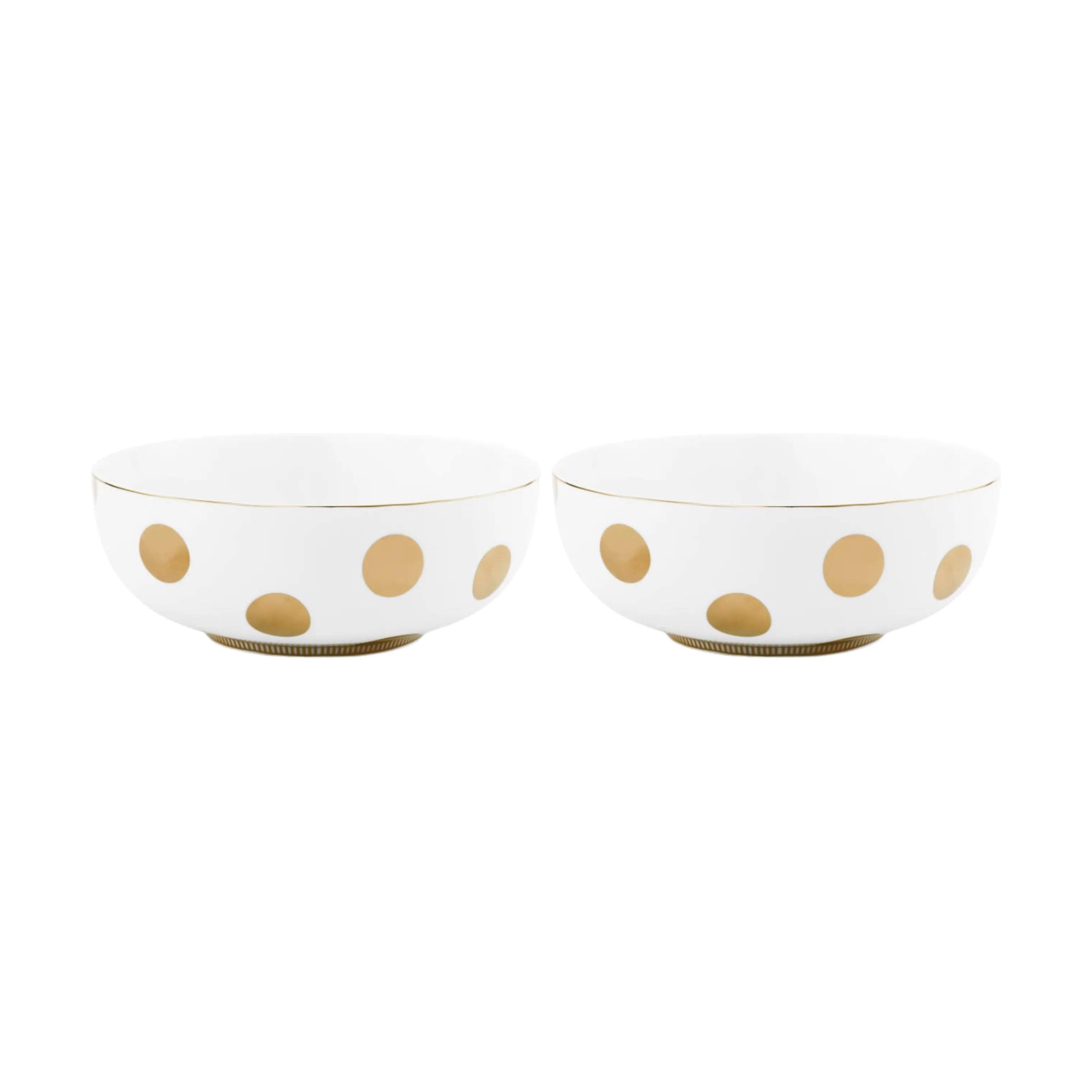 PIP Studio Serveringsskåle Dot Delight Skål - 2 stk. i Hvid / Guld, 20 cm, 1