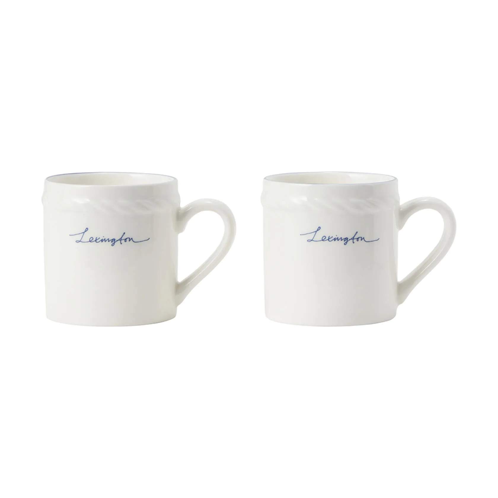 Espressokop - 2 stk., white/dark blue, large