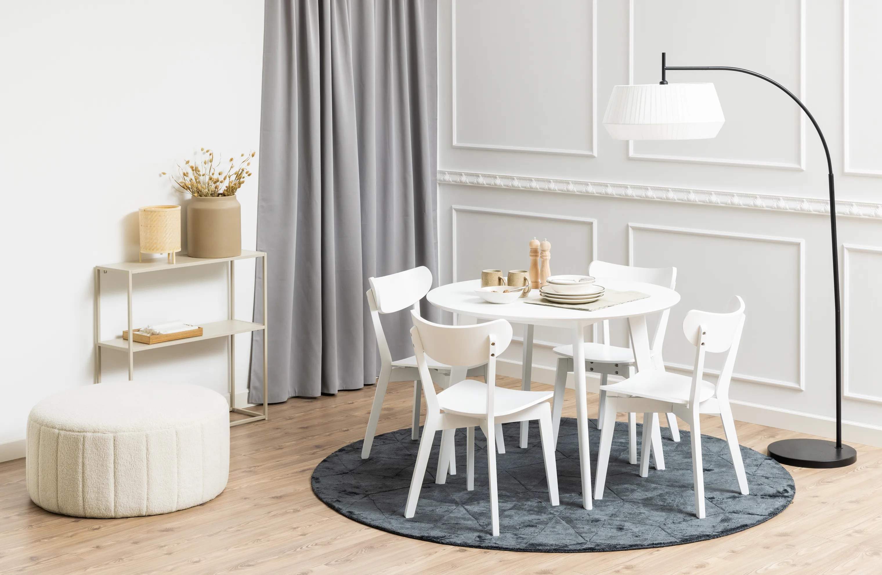 CASA Living Spiseborde Roxby Spisebordssæt - 5 dele i hvid, 2